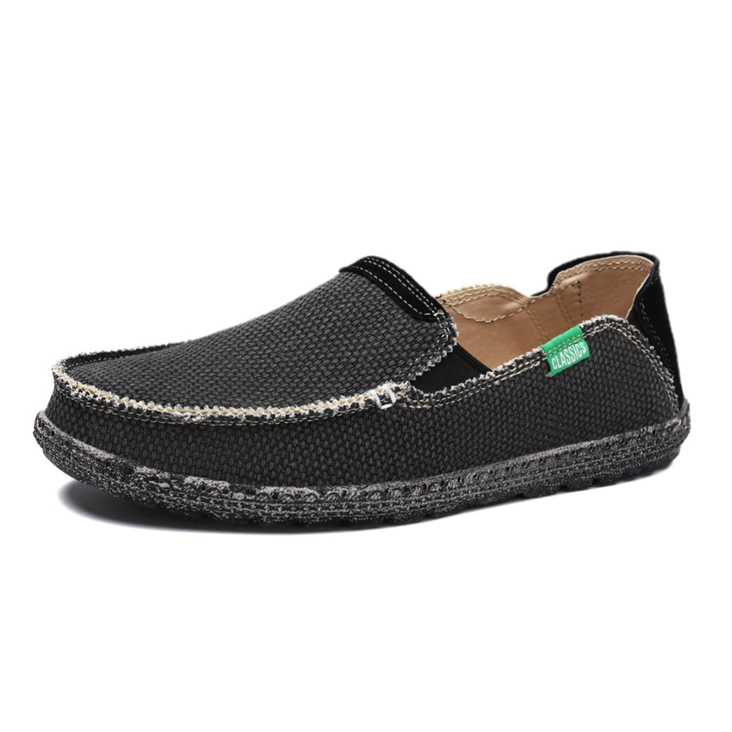 JAMONWU Men's Slip-On Canvas Loafers - Breathable Casual Boat Shoes for Men, Vintage Deck Shoes with Comfortable Cushioning - Perfect for Walking, Driving, and Summer Outings