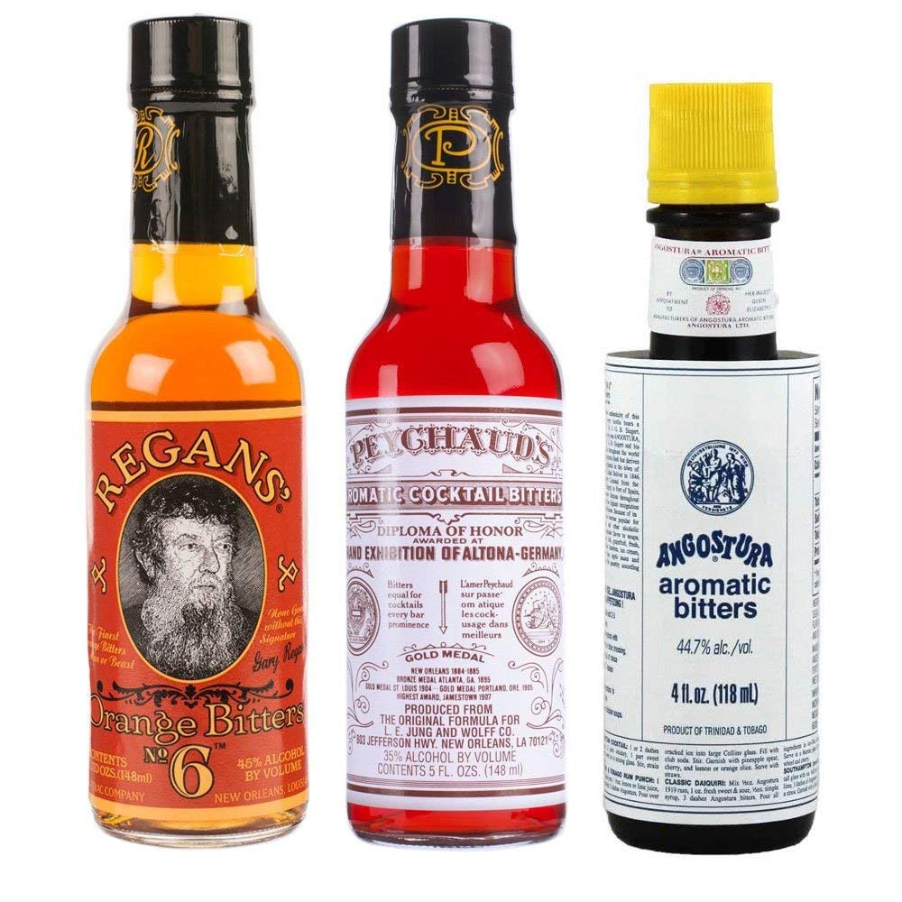 Triple Play Bitters Variety 3-Pack: Angostura, Peychauds & Regans Orange - Premium Cocktail Bitters Set for Mixology, Home Bars & Craft Cocktails