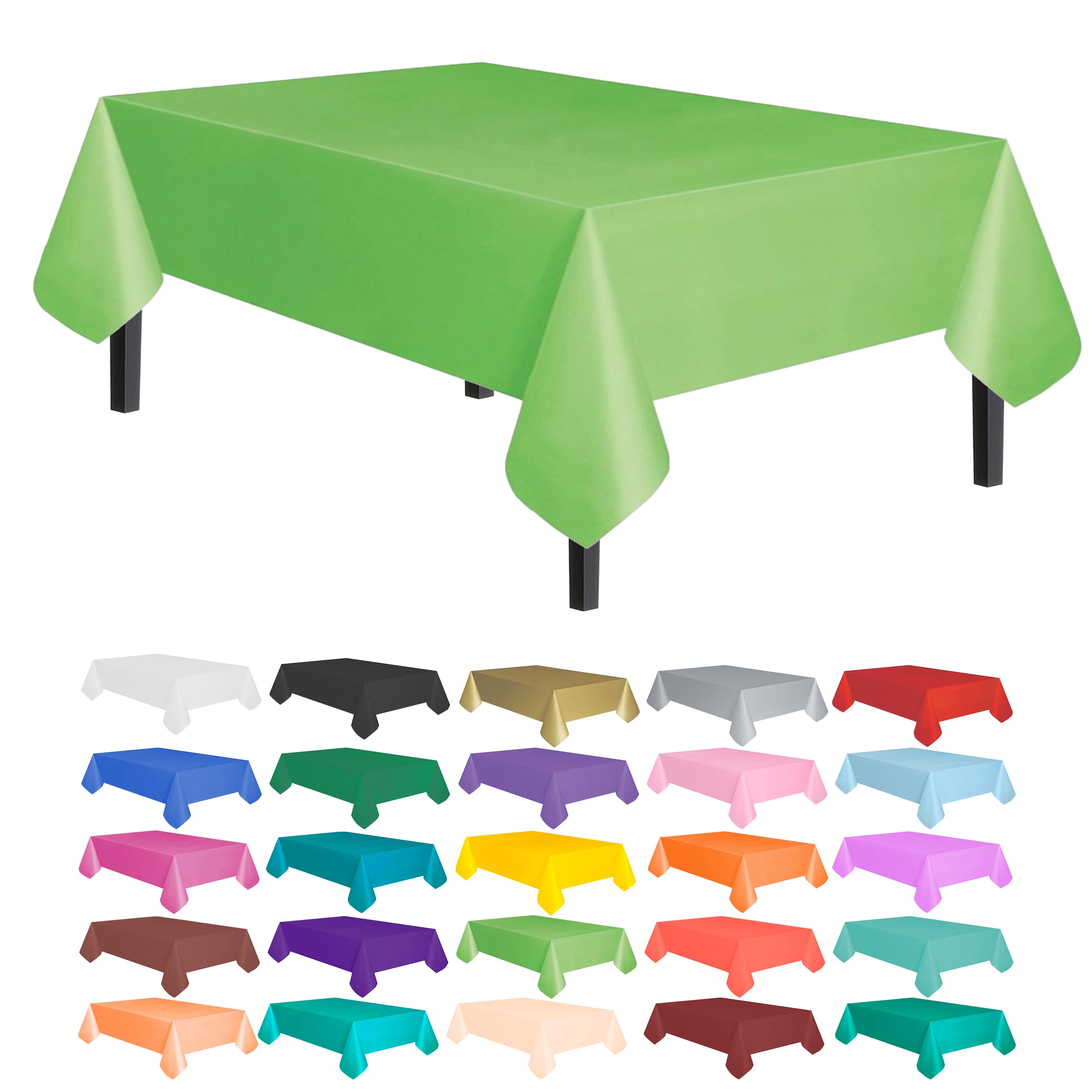 Allgala Waterproof Disposable Tablecloth - 6 Pack (54x108 Inches) Lime Green - Perfect for Parties, Birthdays, Weddings, Picnics & Home Decor | Durable & Easy Clean Table Cover for Indoor/Outdoor Events