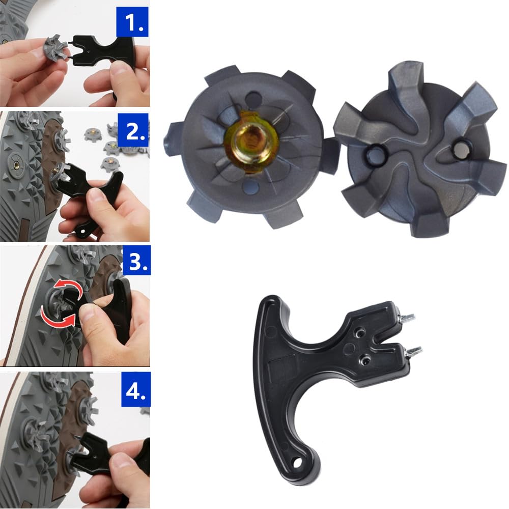 CuiCanfla 20-Piece Golf Shoe Spikes Set - Metal Screw Studs & Rubber Cleats with Removal Tool | Anti-Skid Replacement Spikes for Golf Shoes | Perfect for Wet Grass & Course Conditions