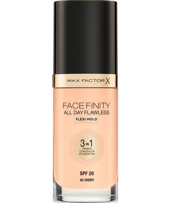 Max Factor Facefinity All Day Flawless 3-in-1 Foundation - Long Lasting Full Coverage Liquid Makeup for Flawless Skin | Perfect for Daily Wear, Special Occasions & Photography