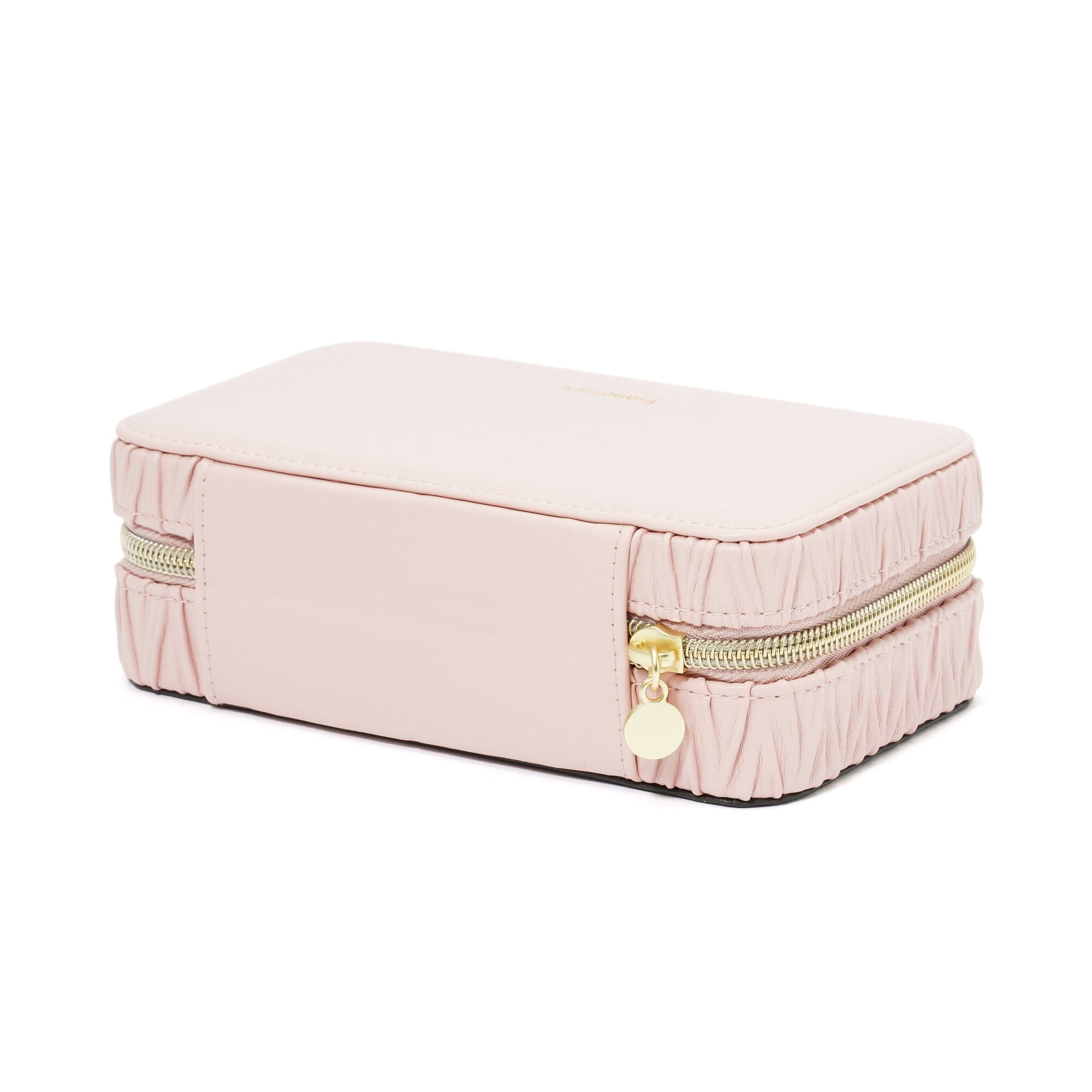 Elegant Embossed Travel Jewelry Box - Medium Size, Soft Pink - Perfect for Organizing Necklaces, Rings & Earrings on Trips