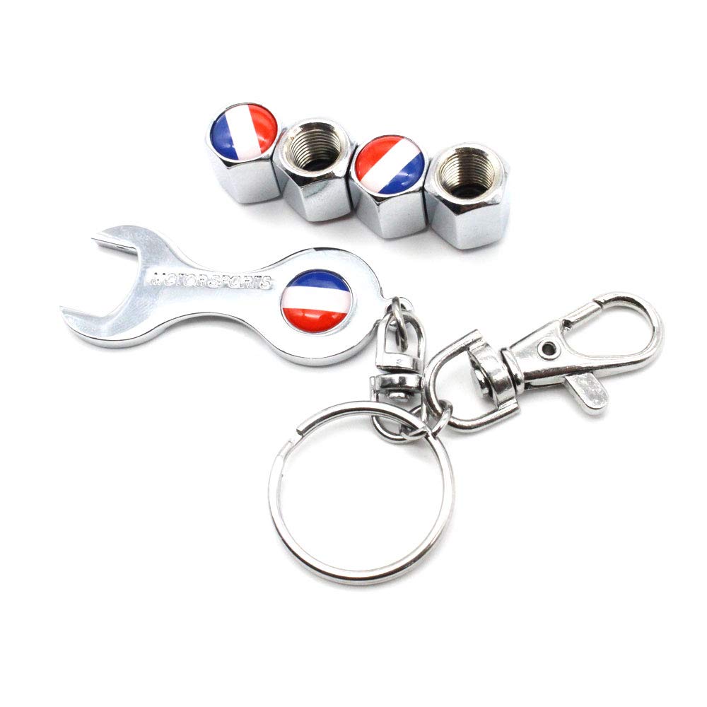 5Pcs/Set Anti-Theft Car Wheel Tire Air Valve Caps with Wrench Keychain - Zinc Alloy Stem Dust Covers for Auto Accessories & Decoration - Perfect for Car Enthusiasts, Birthday Gifts & Vehicle Protection