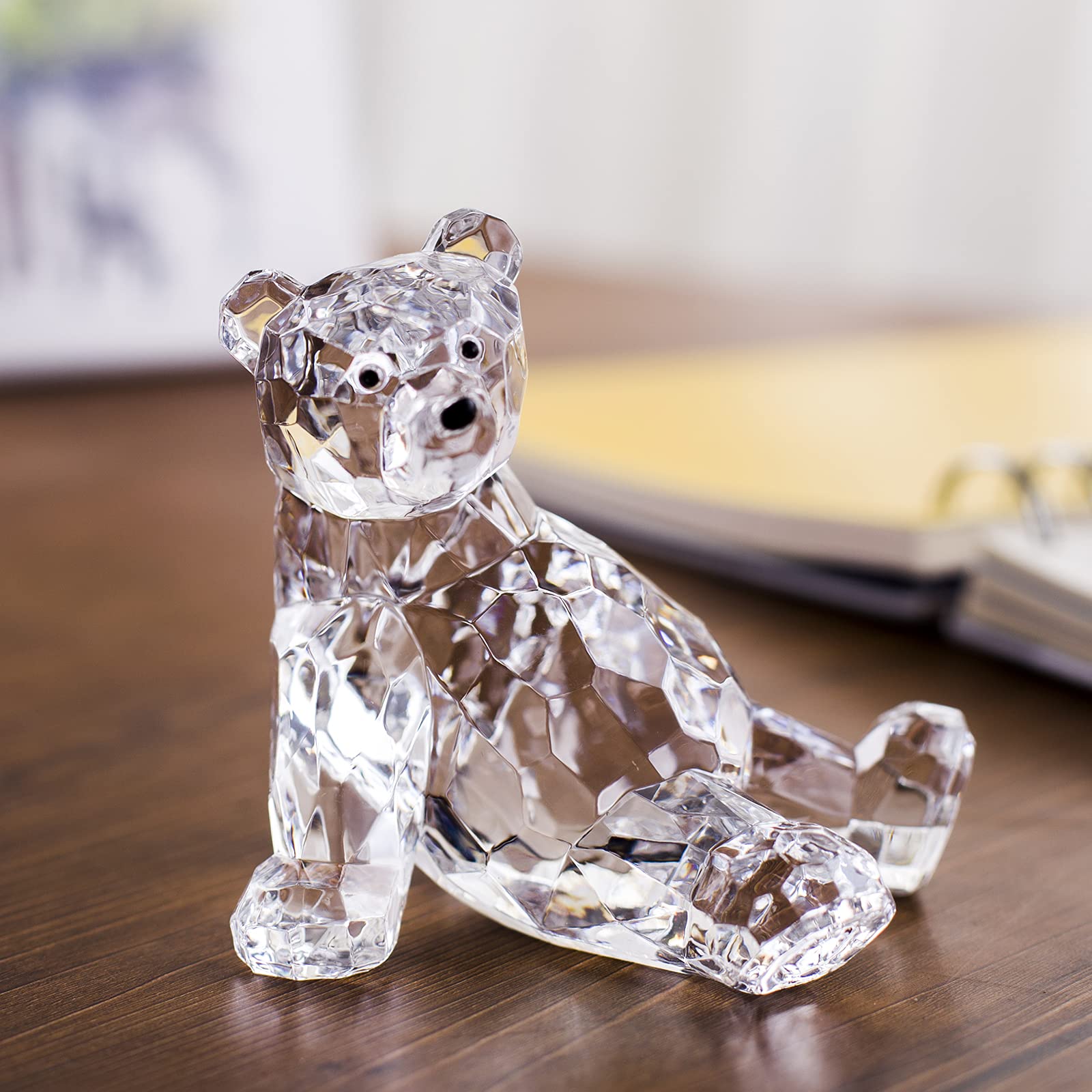Cute Clear Acrylic Polar Bear Figurine - Modern Home & Office Decor, Animal-Themed Room Decoration - Perfect for Shelves, Desks, and Gift Giving
