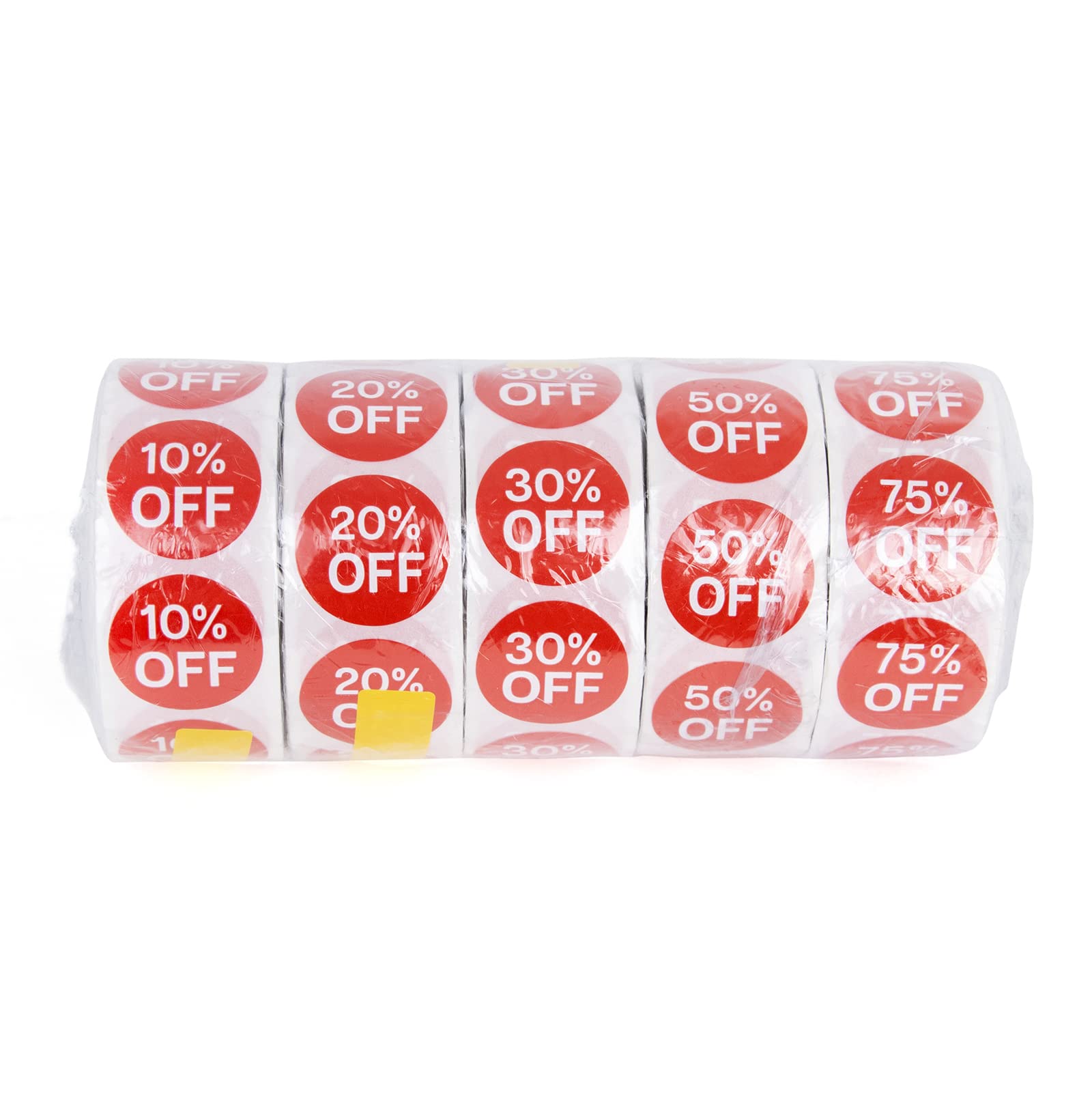 Muka 2500 PCS 0.75 Inch Red Discount Stickers - 10% to 75% Off Waterproof Permanent Self-Adhesive Sale Labels for Retail, Clearance, and Pricing - Perfect for Stores, Flea Markets, and Garage Sales