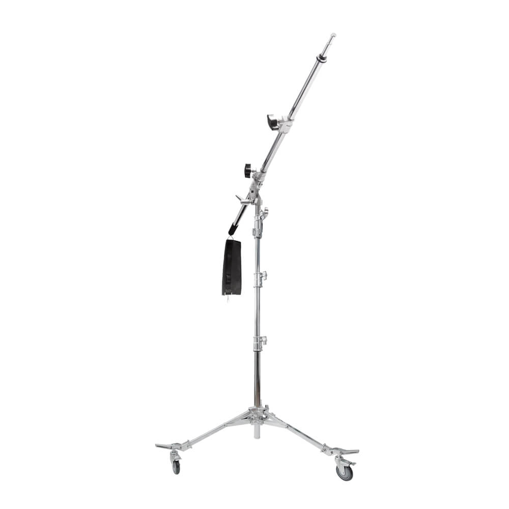 Professional Stainless Steel Studio Boom Stand for Photography & Video Lighting - Heavy Duty Adjustable Light Stand for YouTube, Podcast, and Film Production