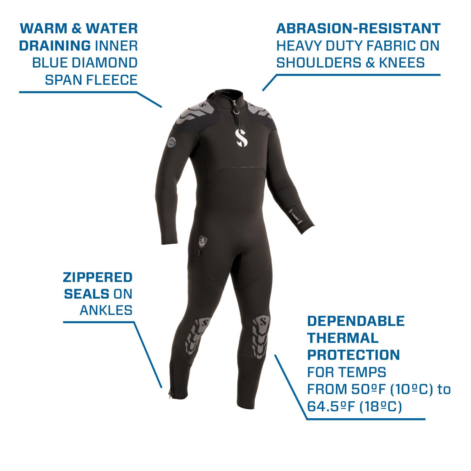SCUBAPRO Everflex Yulex 5/4mm Men's Wetsuit - Premium Neoprene Diving Suit for Scuba, Snorkeling & Cold Water Surfing