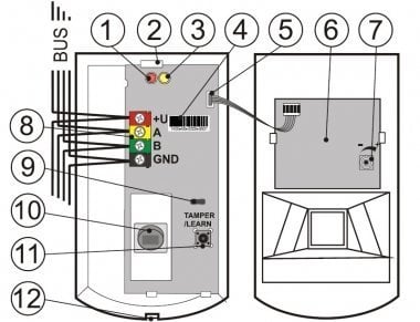 JA 120PB BUS Combined PIR Motion & Glass Break Detector - Home Security Alarm System for Windows & Doors