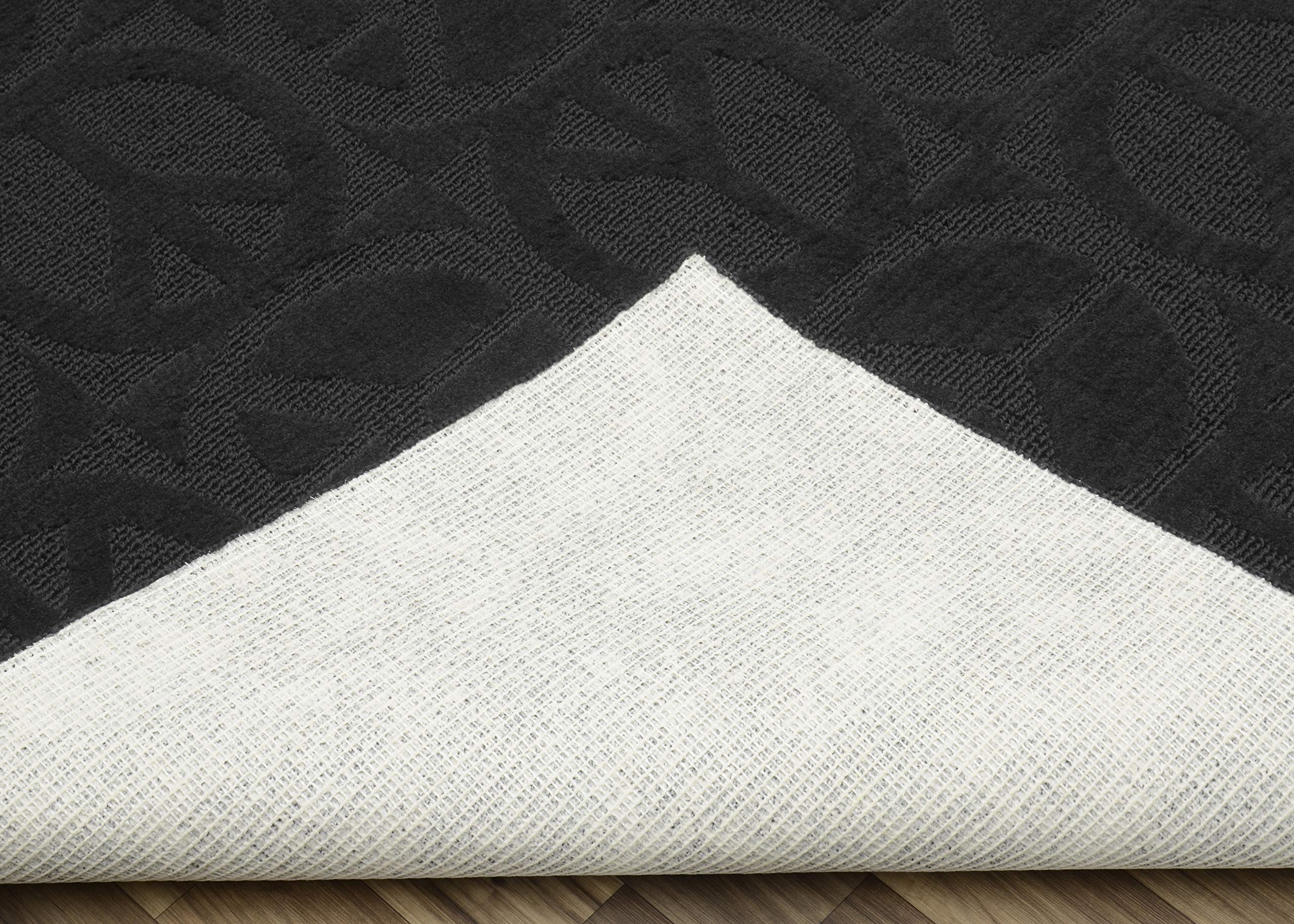 Garland Rug Large Peace 5'x7' Black Area Rug - Soft Non-Slip Living Room Carpet for Bedroom, Office & Home Decor