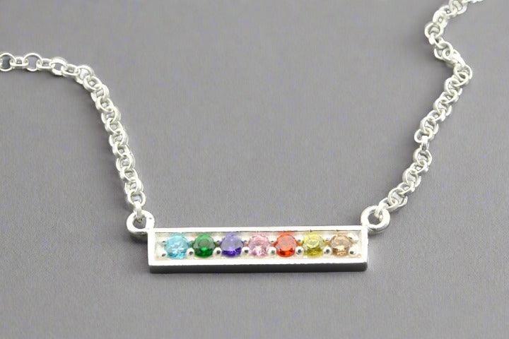 CZ Rainbow Pendant Necklace - Sterling Silver 925 Jewelry for Women, Gift for Her, Birthday, Anniversary, Valentine's Day