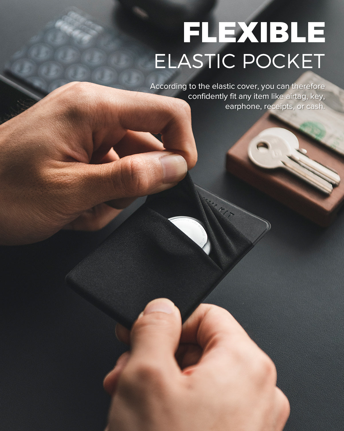 VPA105 Slim Elastic Adhesive Phone Card Holder - Sticky Pocket for Credit Cards, IDs & Cash - Perfect for Phones, Wallets & Travel Accessories