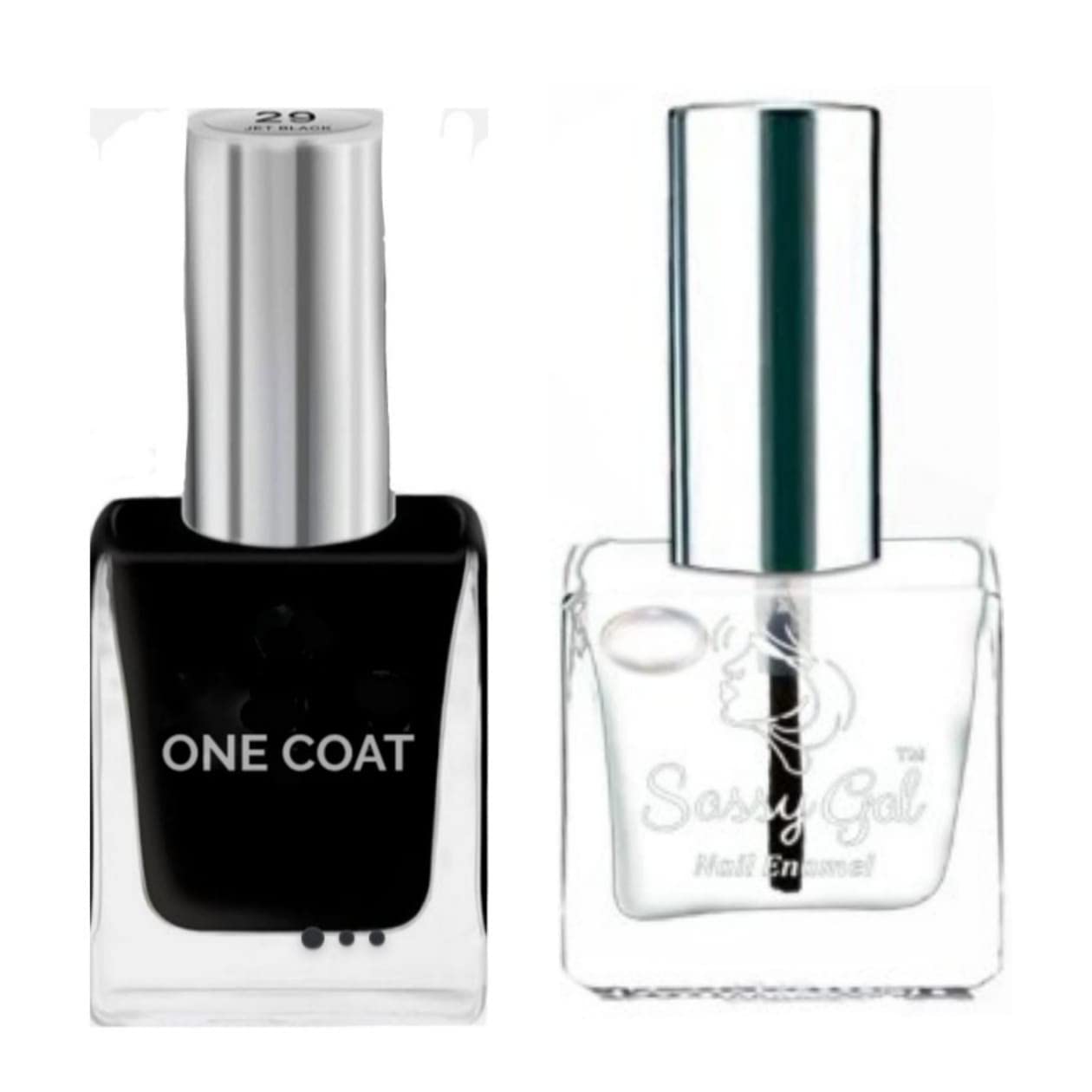 Professional Mirror Finish Nail Polish Set - Black & Top Coat (2 Pack) for Salon-Quality Manicures at Home