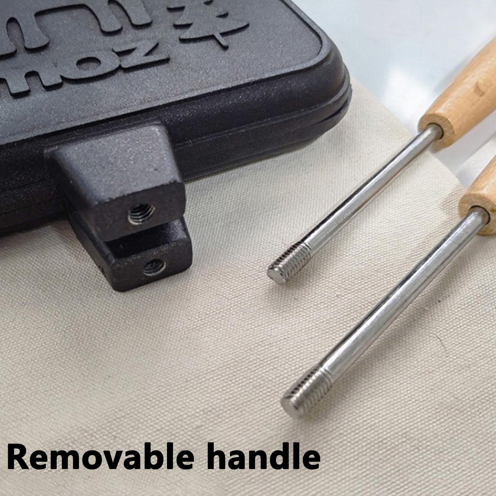 **Double Sided Frying Pan & Sandwich Maker - Portable Removable Non-Stick Grill with Wooden Handle - Perfect for English Muffins, Croissants, Waffles - Ideal for Camping, Picnics & Quick Breakfasts**