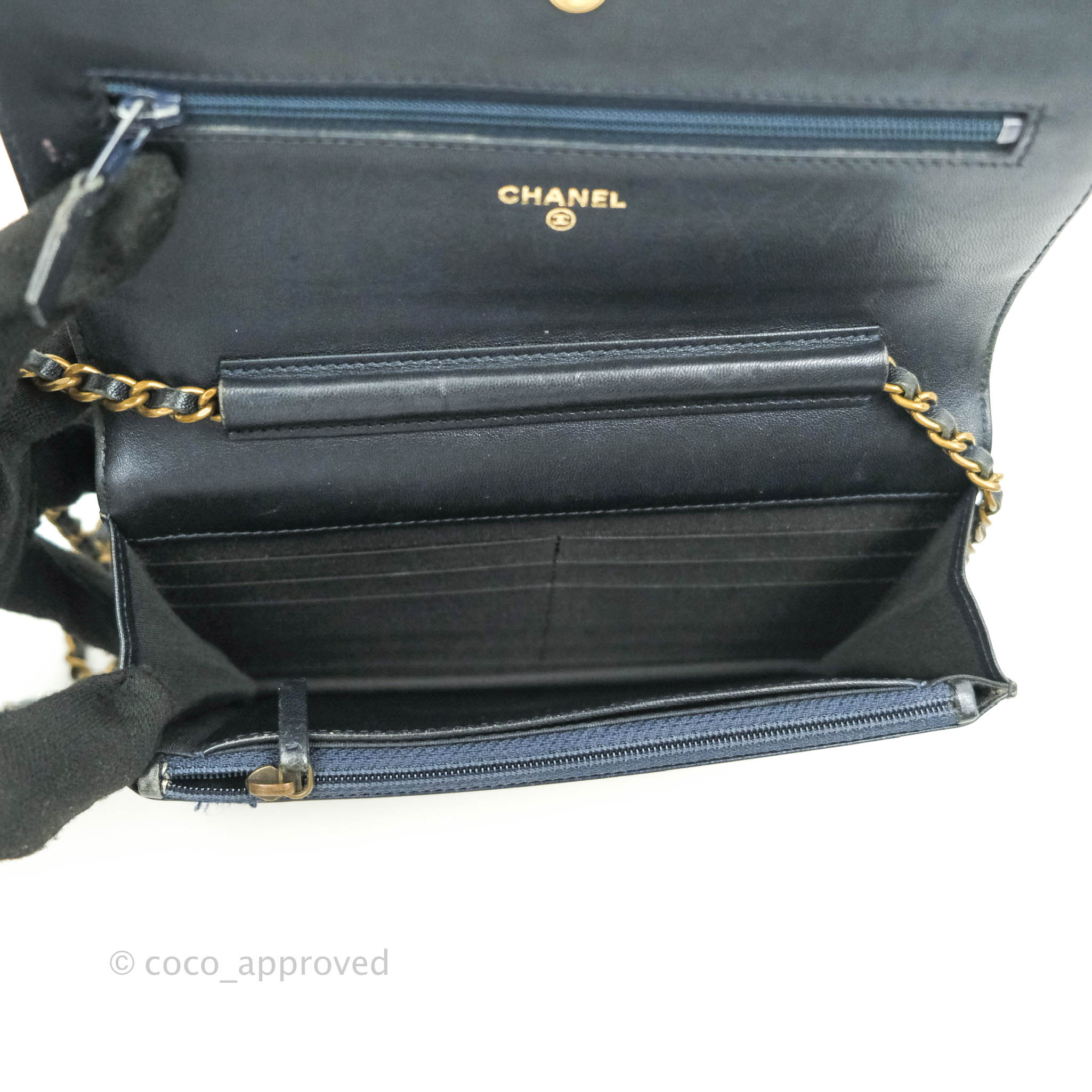 Chanel Boy Wallet on Chain WOC Blue Lambskin Gold Hardware - Luxury Crossbody Bag for Women, Perfect for Evening Out & Special Occasions