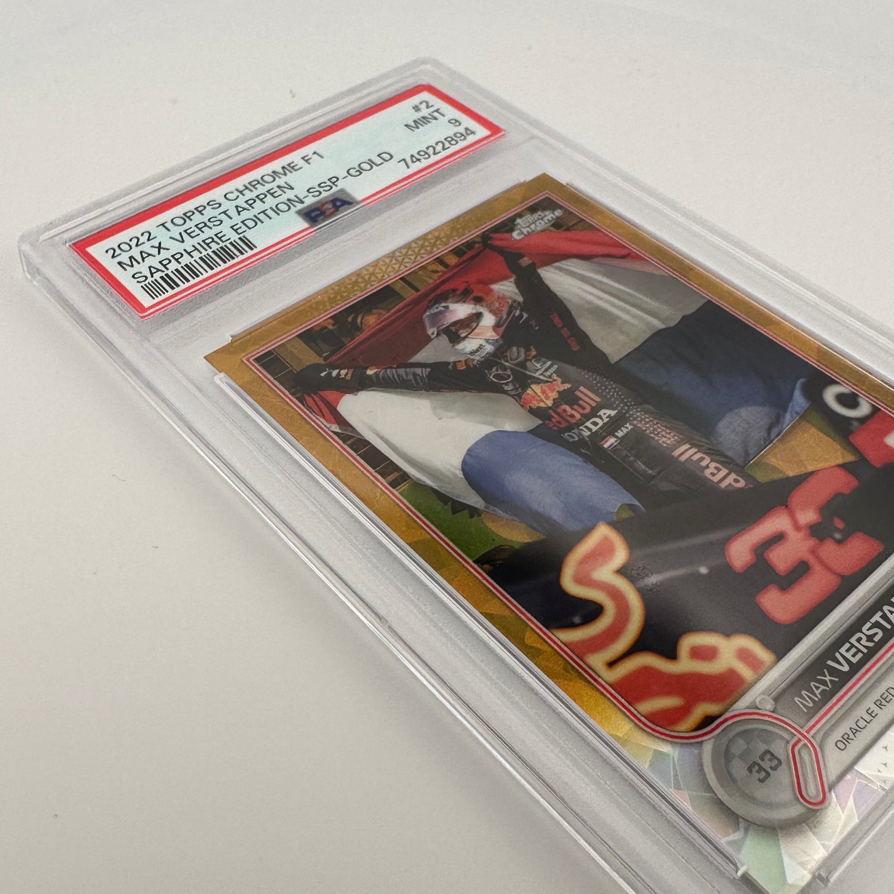 PSA 9 MAX VERSTAPPEN #2 SAPPHIRE EDITION SSP GOLD /50 - Rare Collectible Trading Card for Sports Memorabilia & F1 Racing Fans