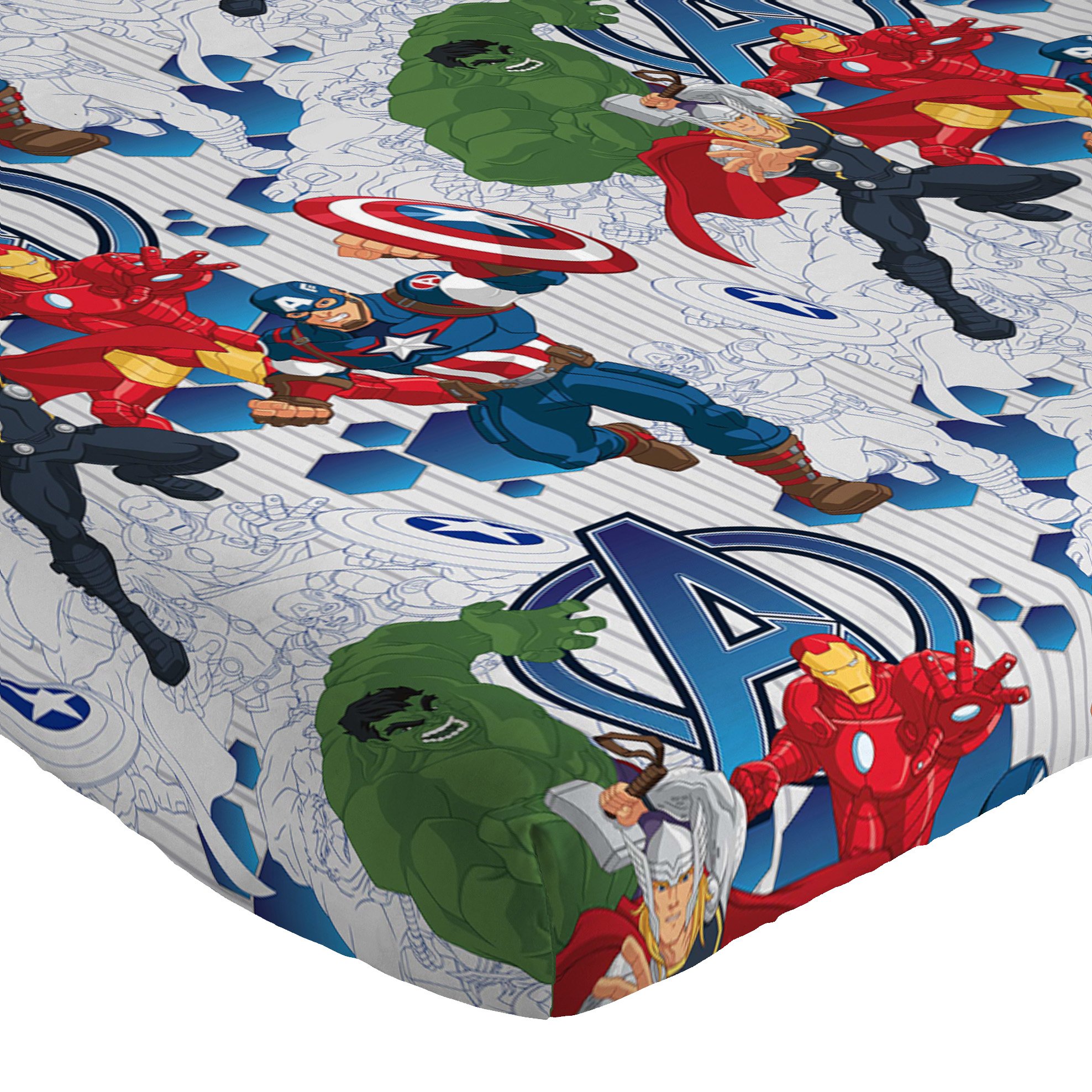 Marvel Avengers Blue Circle 5-Piece Full Bedding Set - Reversible Comforter & Sheet Set with Captain America & Iron Man - Fade Resistant Microfiber (Official) | Perfect for Kids' Rooms, Superhero Themed Bedrooms & Marvel Fans