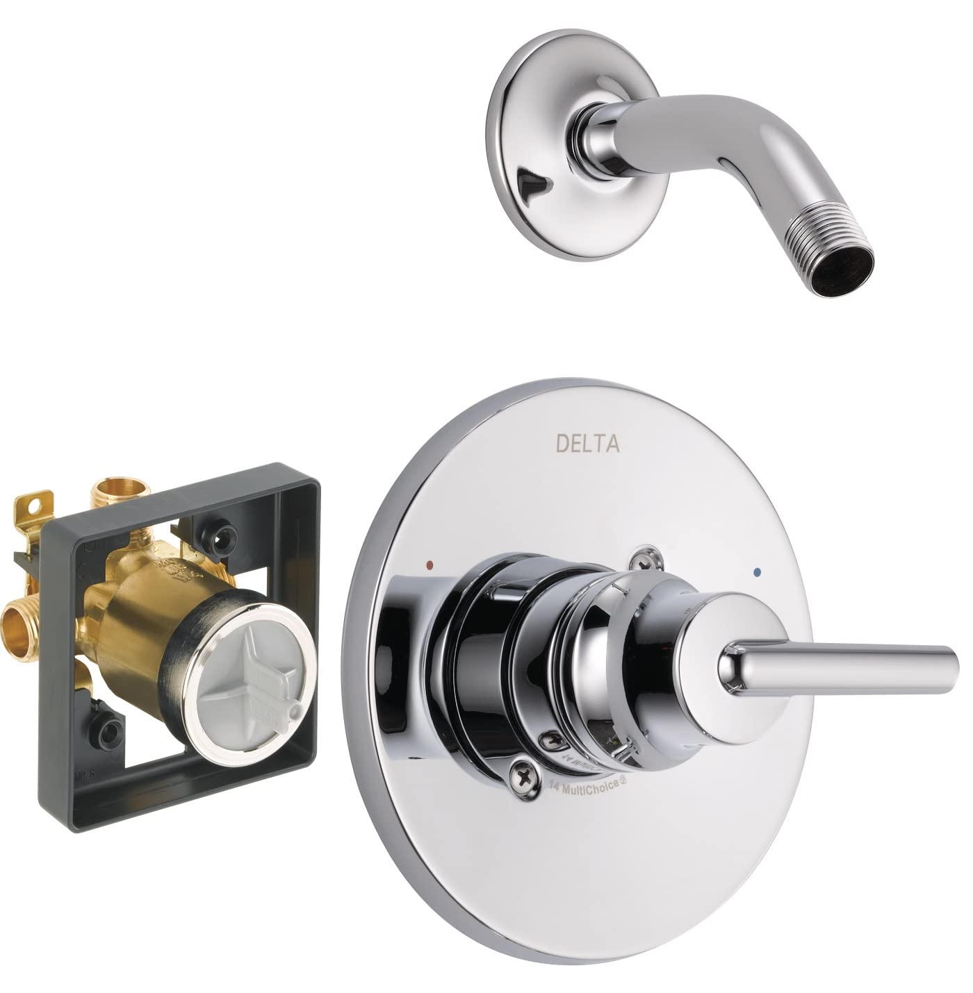 Delta Shower Faucet Set with Valve - Chrome Trinsic Delta Shower Trim Kit T14259-LHD - Complete Shower System for Bathroom Remodel & Luxury Spa Experience