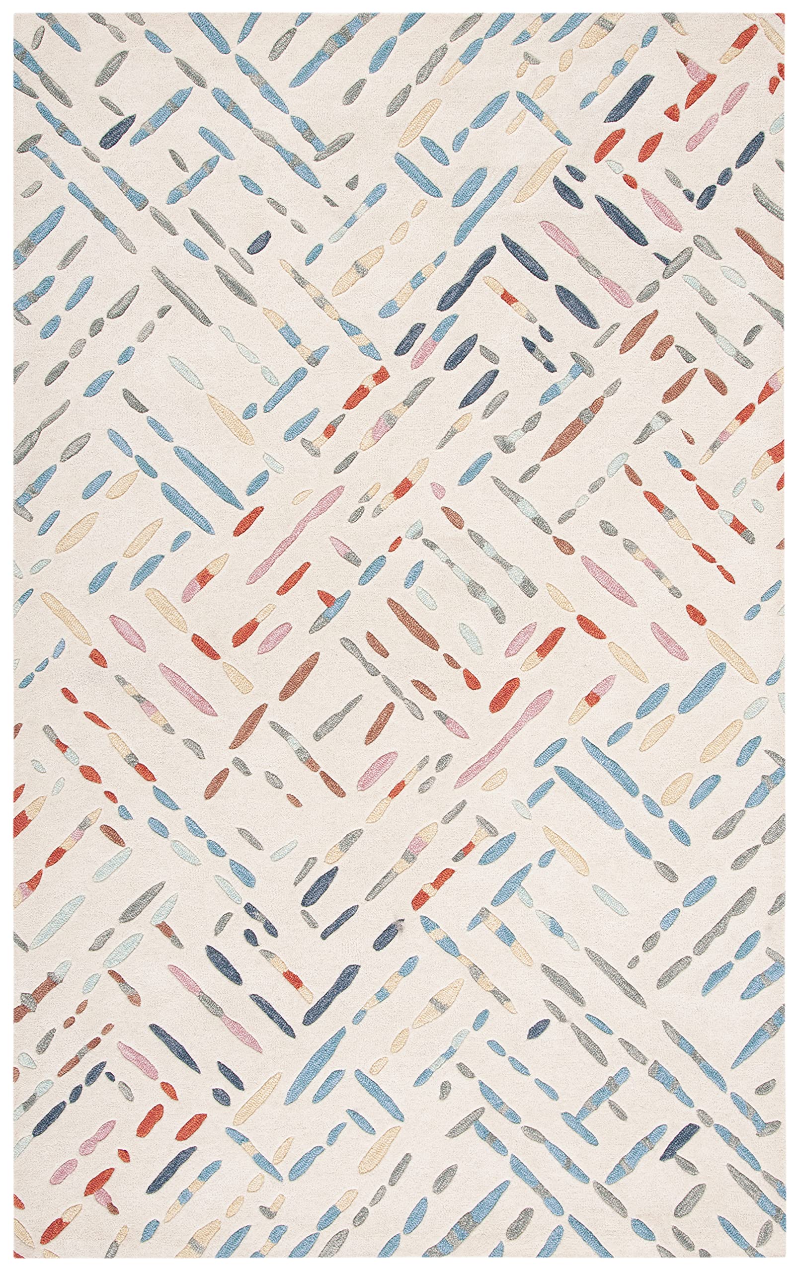 SAFAVIEH Metro Collection 6' x 9' Ivory Blue MET252A Handmade Premium Wool Area Rug for Living Room, Dining Room & Bedroom | Soft & Durable Floor Covering for Home Decor