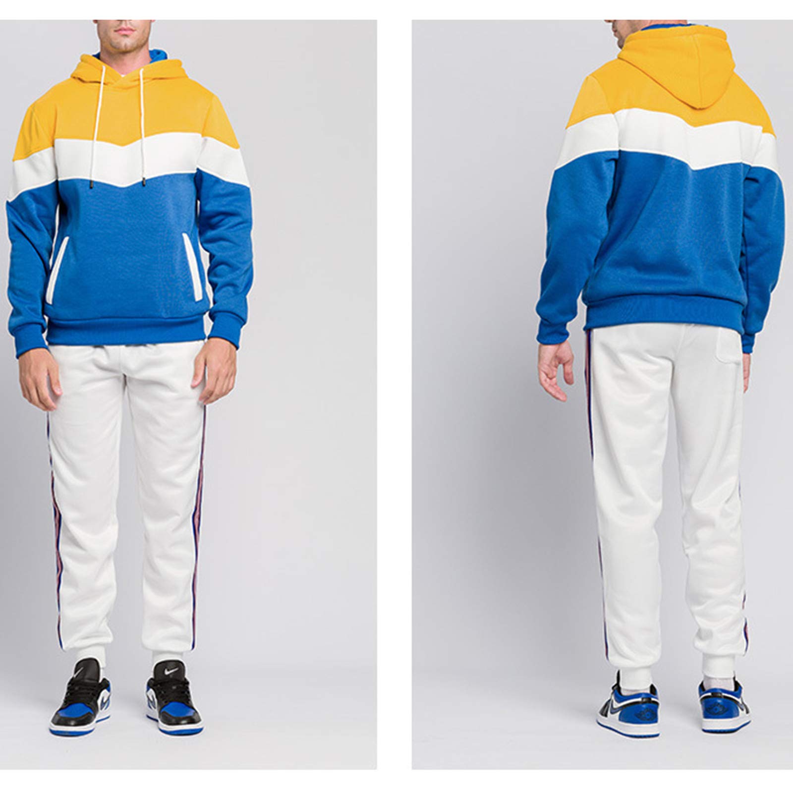 Men's Hooded Athletic Tracksuit 2-Piece Set - Casual Pullover Jogging Sweatsuit for Running, Gym & Lounge Wear - Comfortable Workout Clothes for Men