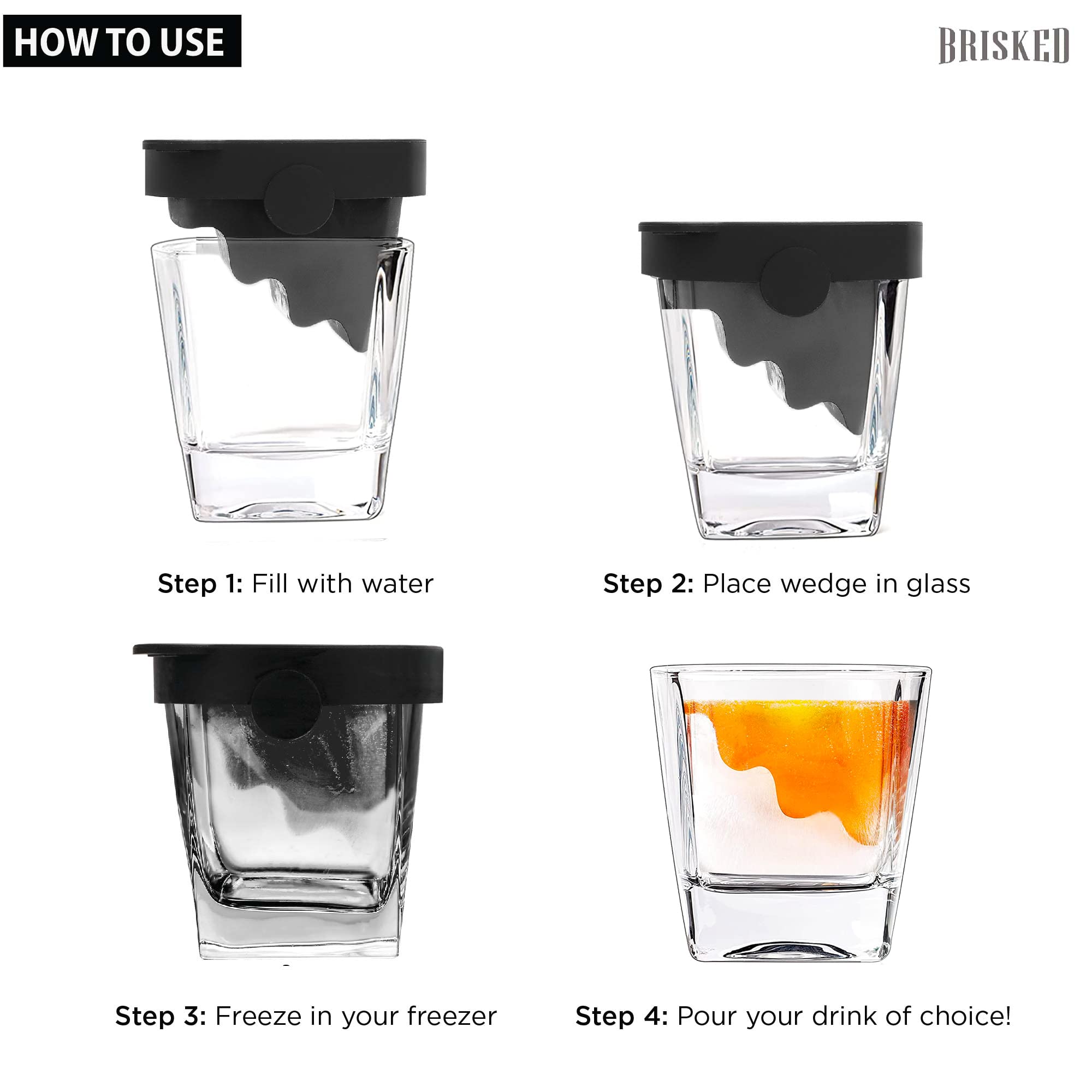Premium Whiskey Wedge Glass Set - Old Fashioned Whisky Glasses for Bourbon & Scotch | Best Whiskey Accessories & Gifts for Men | Perfect for Home Bars, Cocktail Parties & Whiskey Tasting Events