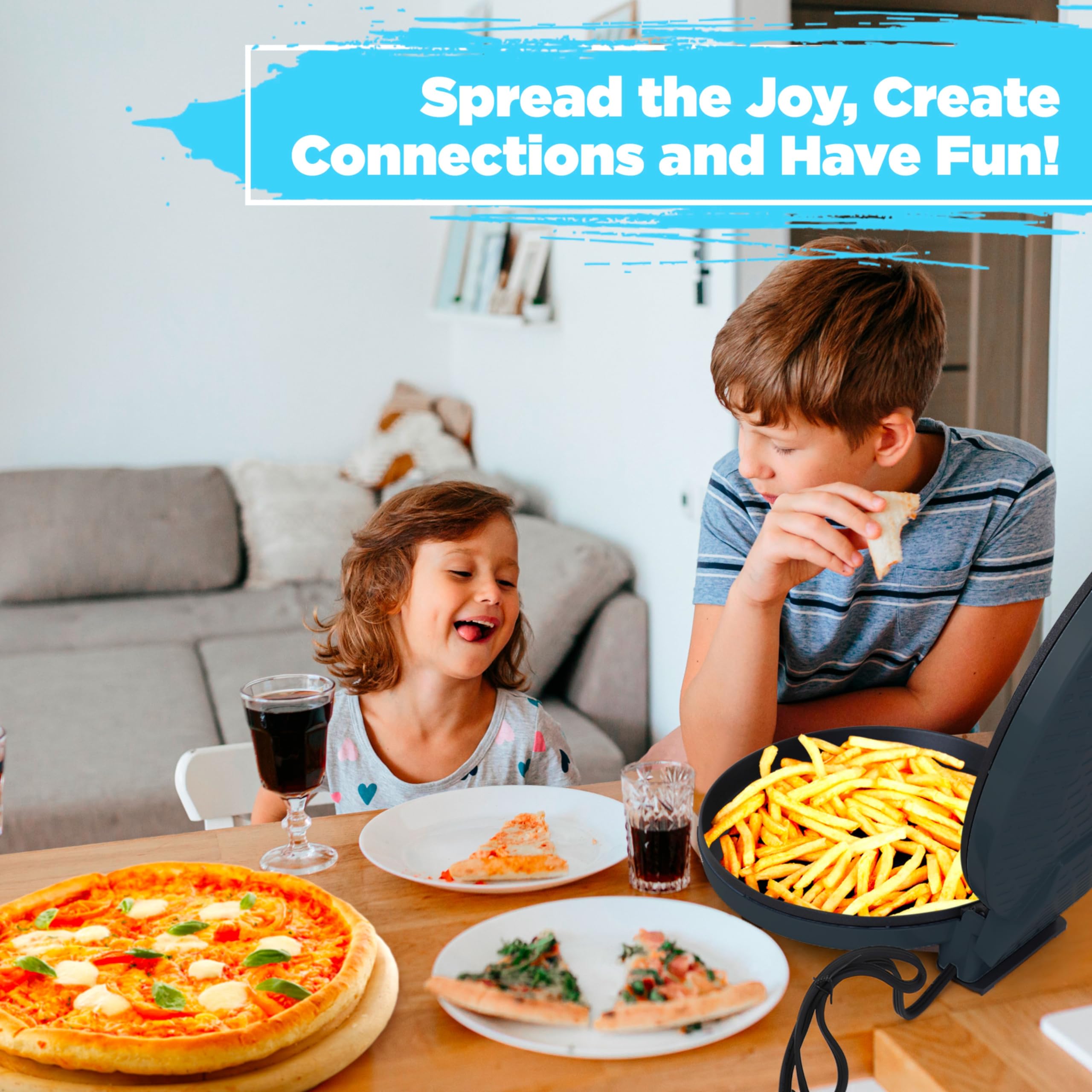 **Courant 12-Inch Electric Pizza Maker - Non-Stick Plates, Cool-Touch Handle, Indoor Pizza Oven & Calzone Maker for Home, School, or Office - Perfect for Family Dinners, Parties, and Quick Meals**