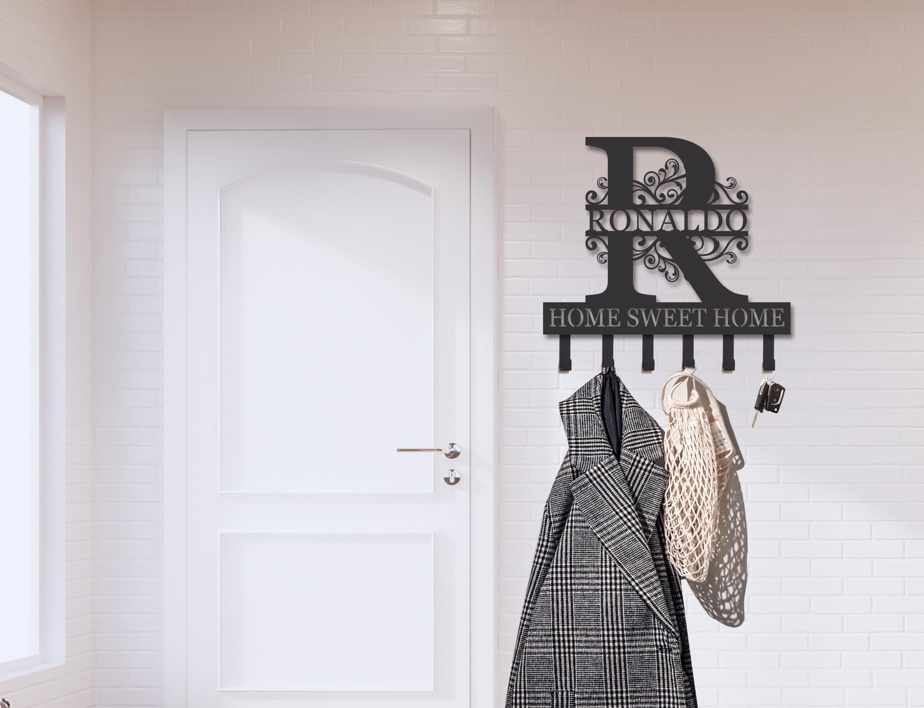 Personalized Wooden Wall Key Holder with Hooks - Rustic Coat Rack for Entryway - Custom Name Key Organizer for Home & Office (Perfect for Foyer, Mudroom, and Apartment Organization)