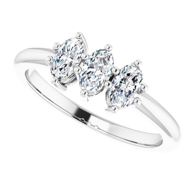 0.63 Carat Oval Cut Diamond 3 Stone Wedding Ring - Elegant Bridal Band for Engagement, Anniversary & Special Occasions