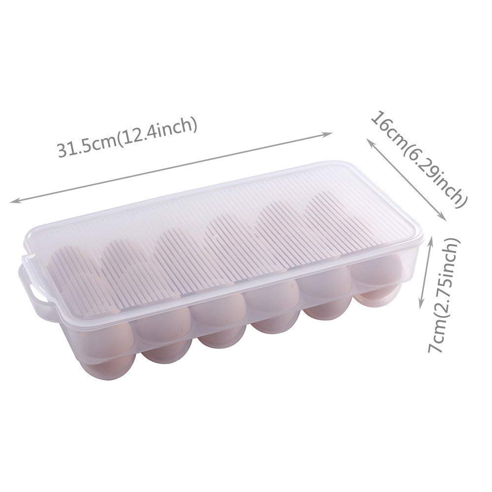 PAVITR SHOP 18-Grid Egg Storage Container for Refrigerator - Transparent Plastic Egg Holder & Lemon Organizer (1-Pack) - Perfect for Kitchen, Fridge Organization & Farm Fresh Egg Preservation