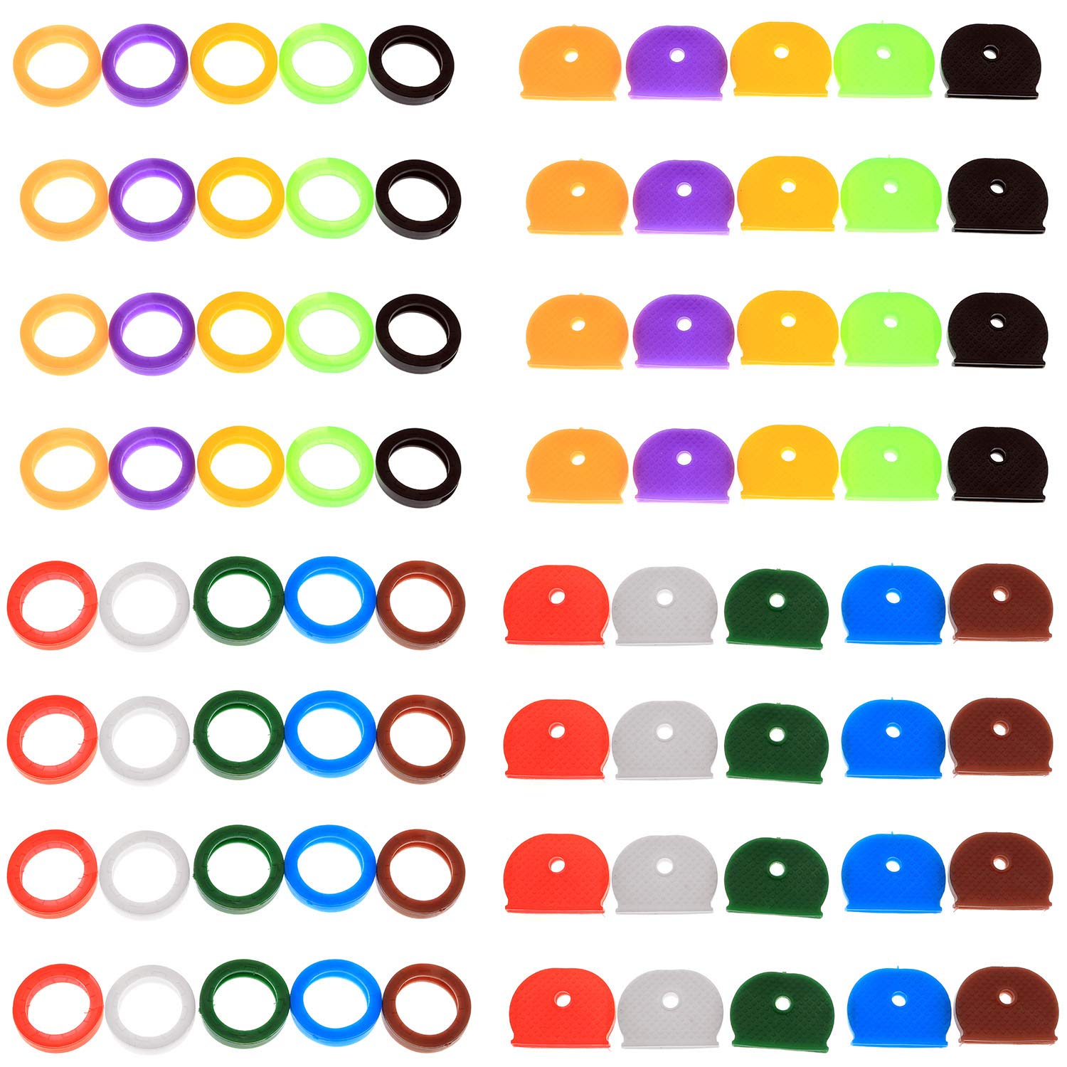 80PCS PVC Key Caps Tags Covers Set - 10 Colors & 2 Styles for Key Identification, Organization & Decoration - Perfect for Home, Office, Keychains & Gift Giving