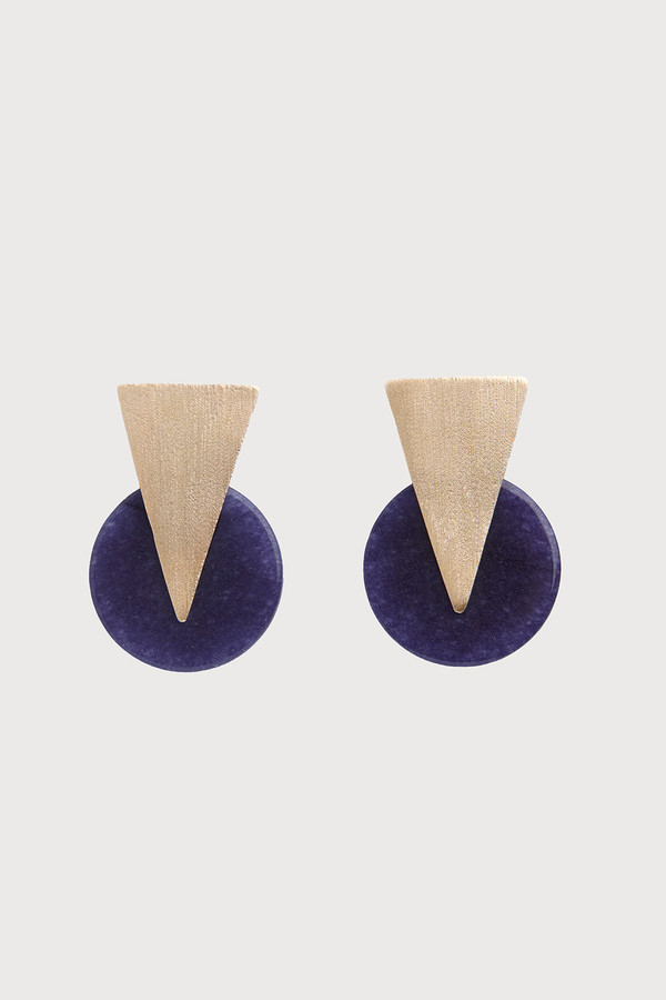 Triangle Disc Duet Earrings - Geometric Dangle Earrings for Women, Minimalist Gold Hoop Earrings, Trendy Boho Jewelry - Perfect for Parties, Weddings & Everyday Wear