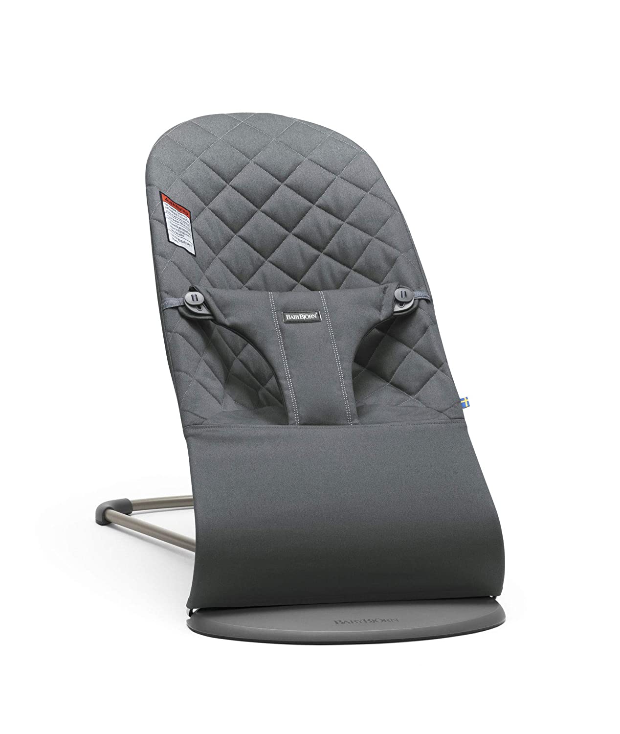 Baby Bjorn Bouncer Bliss - Premium Quilted Cotton Baby Bouncer in Anthracite Gray | Ergonomic Infant Seat for Newborns to Toddlers | Perfect for Nursery, Living Room & Travel Use