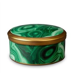 L'Objet Malachite Round Jewelry Box - Elegant Green Stone Decorative Storage for Rings, Earrings & Small Keepsakes - Perfect for Home Decor, Gift Giving & Luxury Organizing