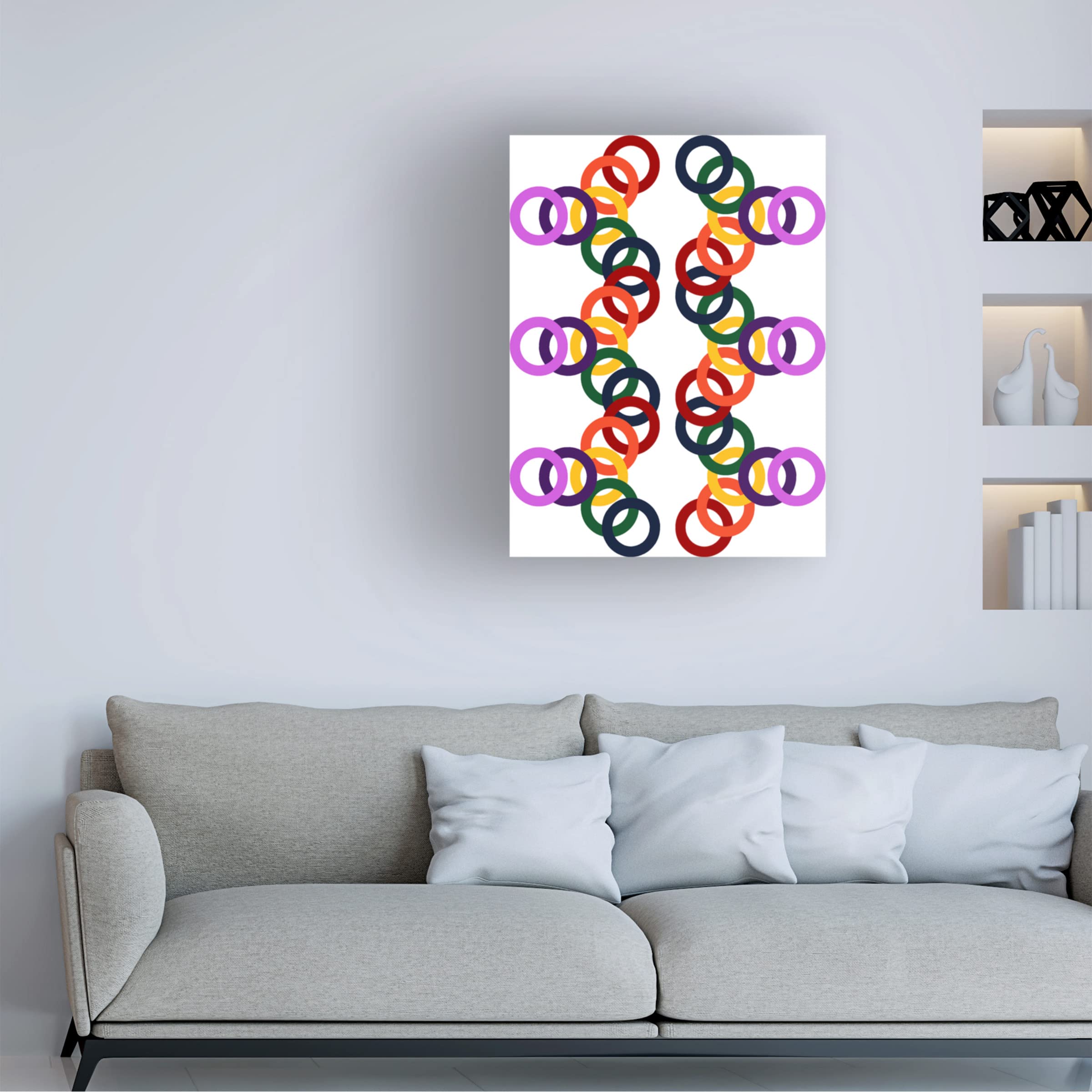 Rainbow Circles 7 Canvas Wall Art Print by Richard Homawoo - Modern Abstract Painting for Living Room, Bedroom & Office Decor