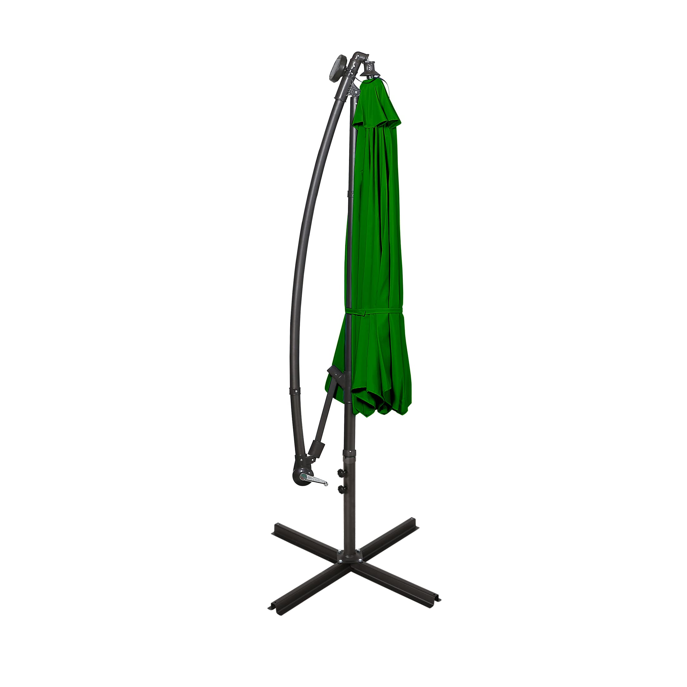 WO Home Furniture 10ft Cantilever Patio LED Umbrella Set of 2 PCS with Stand Kit - Dark Green Outdoor Lighting for Garden, Poolside & Backyard Relaxation
