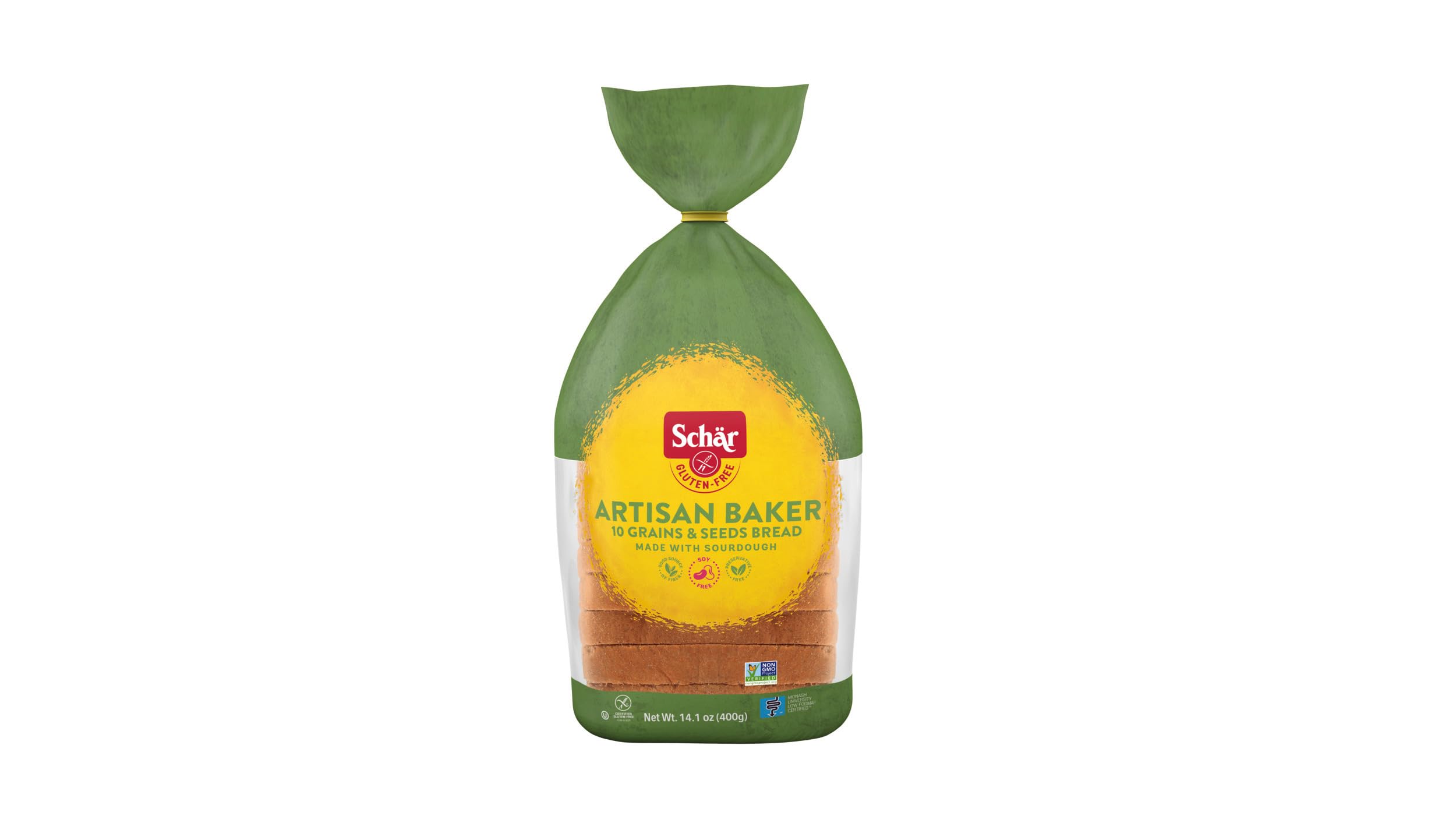 Schär Gluten-Free Artisan Baker Bread - 10 Grains & Seeds, Non-GMO, 13.6 oz (8-Pack) | Sunflower, Flax, Chia, Millet & Quinoa | Healthy Sandwich Bread & Toast for Breakfast, Lunch or Snacking