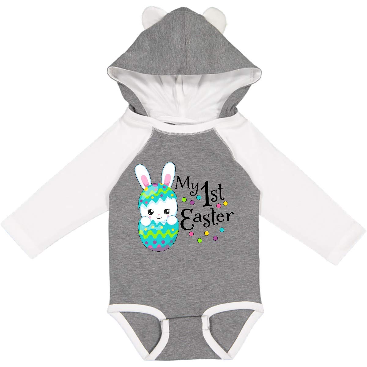 Inktastic My First Easter - Bunny in Egg Long Sleeve Baby Bodysuit | Cute Easter Outfit for Newborns & Infants | Perfect for Easter Photos, Church, Family Gatherings & Spring Celebrations