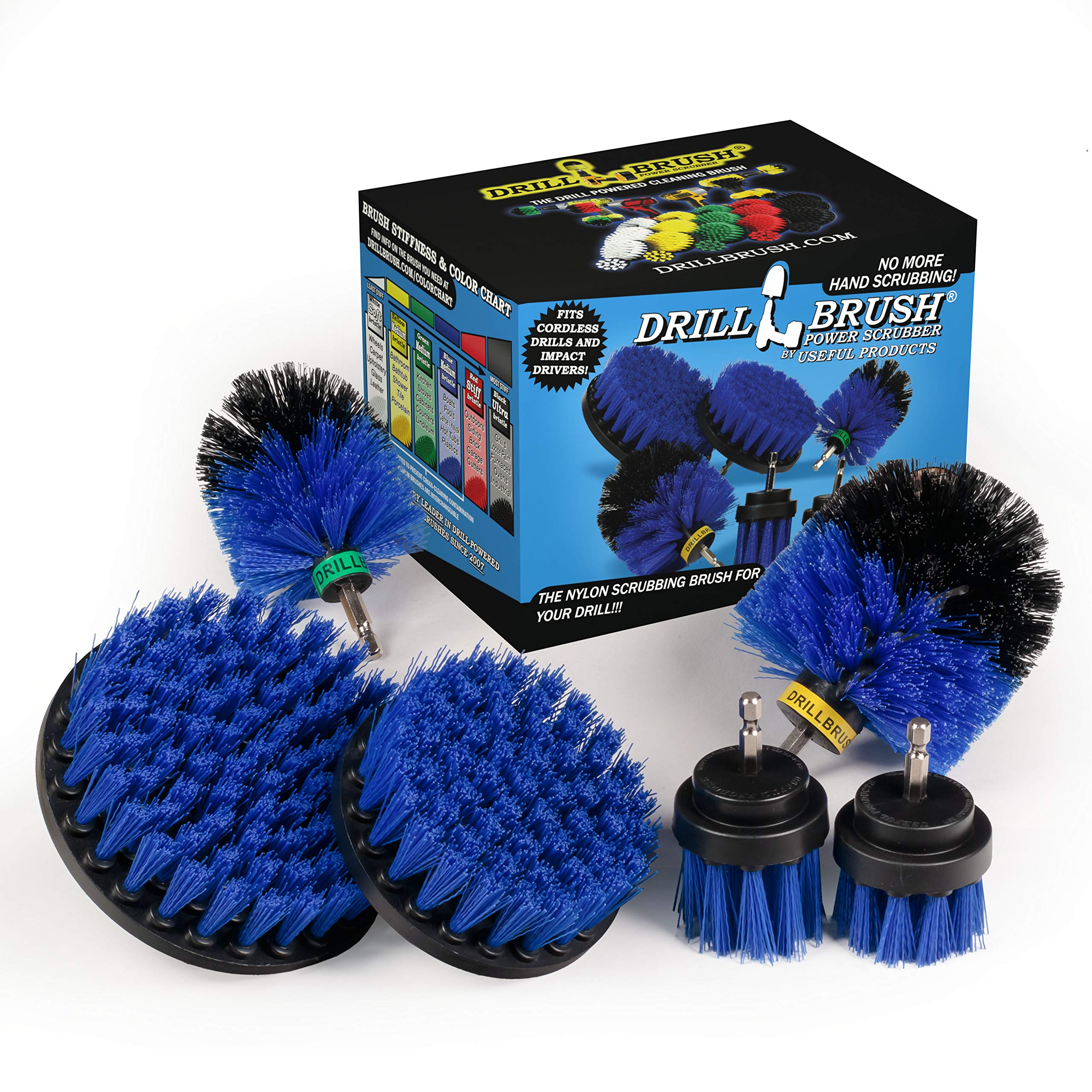 5-Piece Spin Brush Pool Cleaning Kit - Drill Brush for Pools, Hot Tubs, Spas & Pond Liners - Deck Brush & Carpet Cleaner Accessories - Perfect for Pool Maintenance & Surface Cleaning