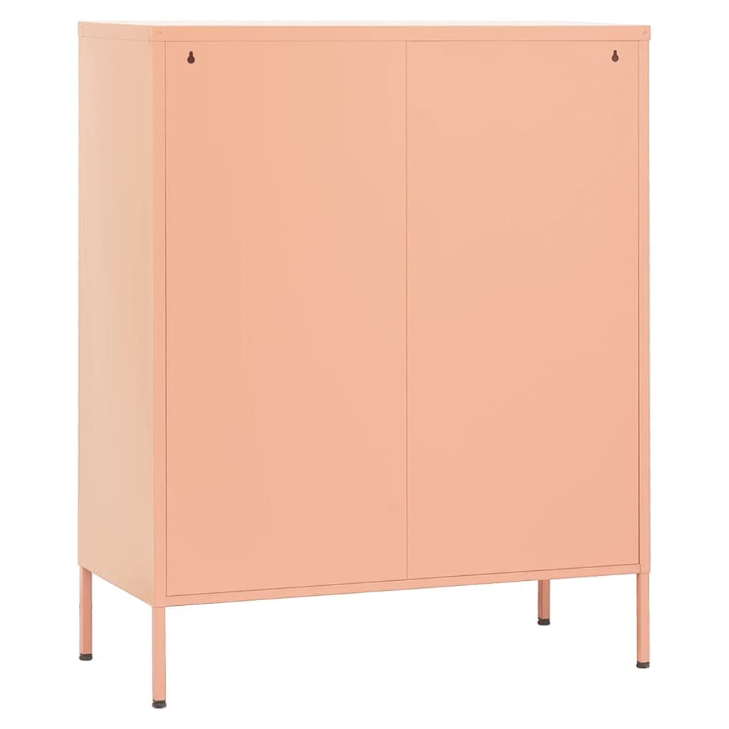 vidaXL Pink Steel Storage Cabinet with Shelves - Industrial Style File Cabinet for Hallway, Entryway & Living Room Organization | Home Office & Classroom Storage Solution