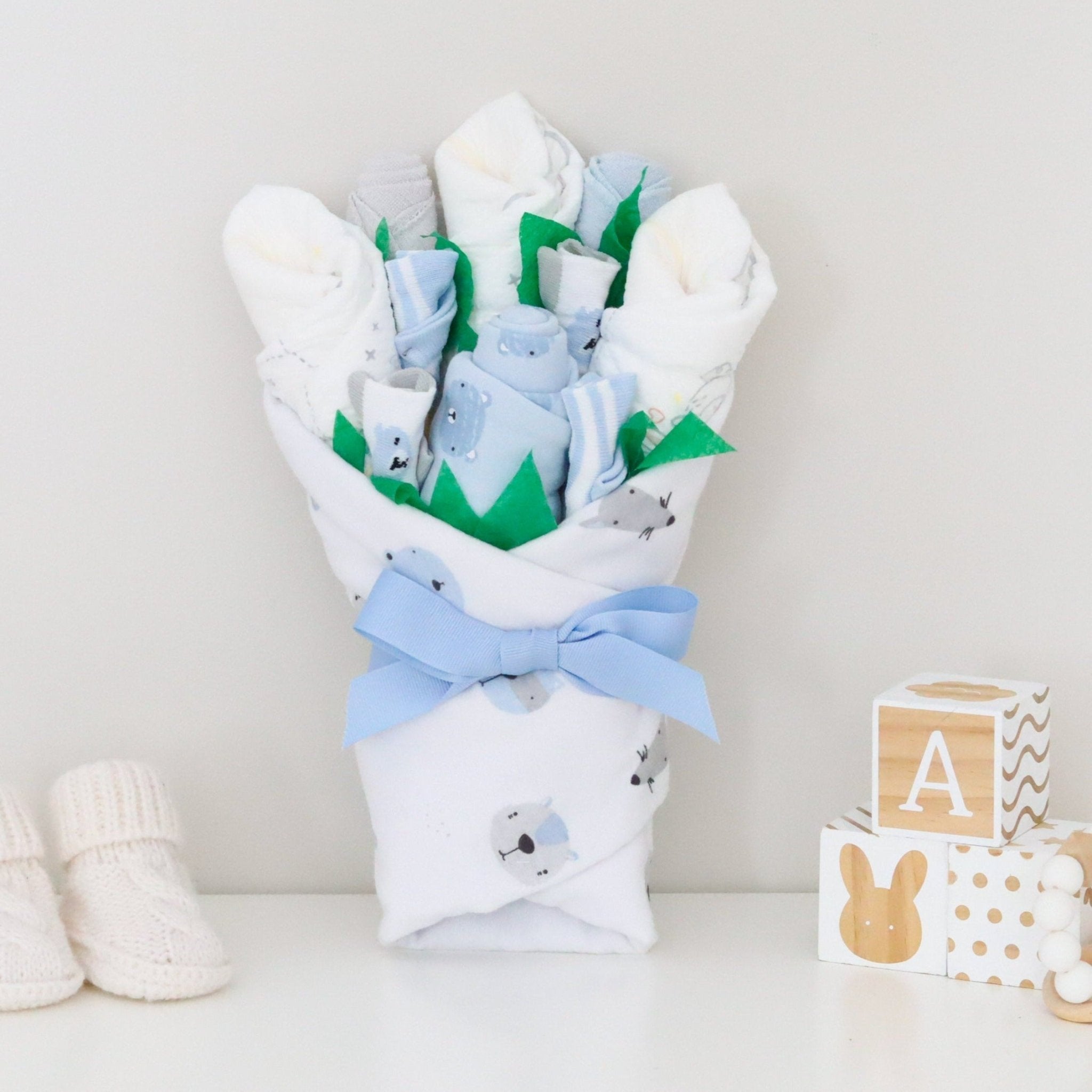 Baby Boy Layette Bouquet - Newborn Gift Set for Boys | Perfect for Baby Showers, Christenings & Birthdays | SKU: DCBG BBCB