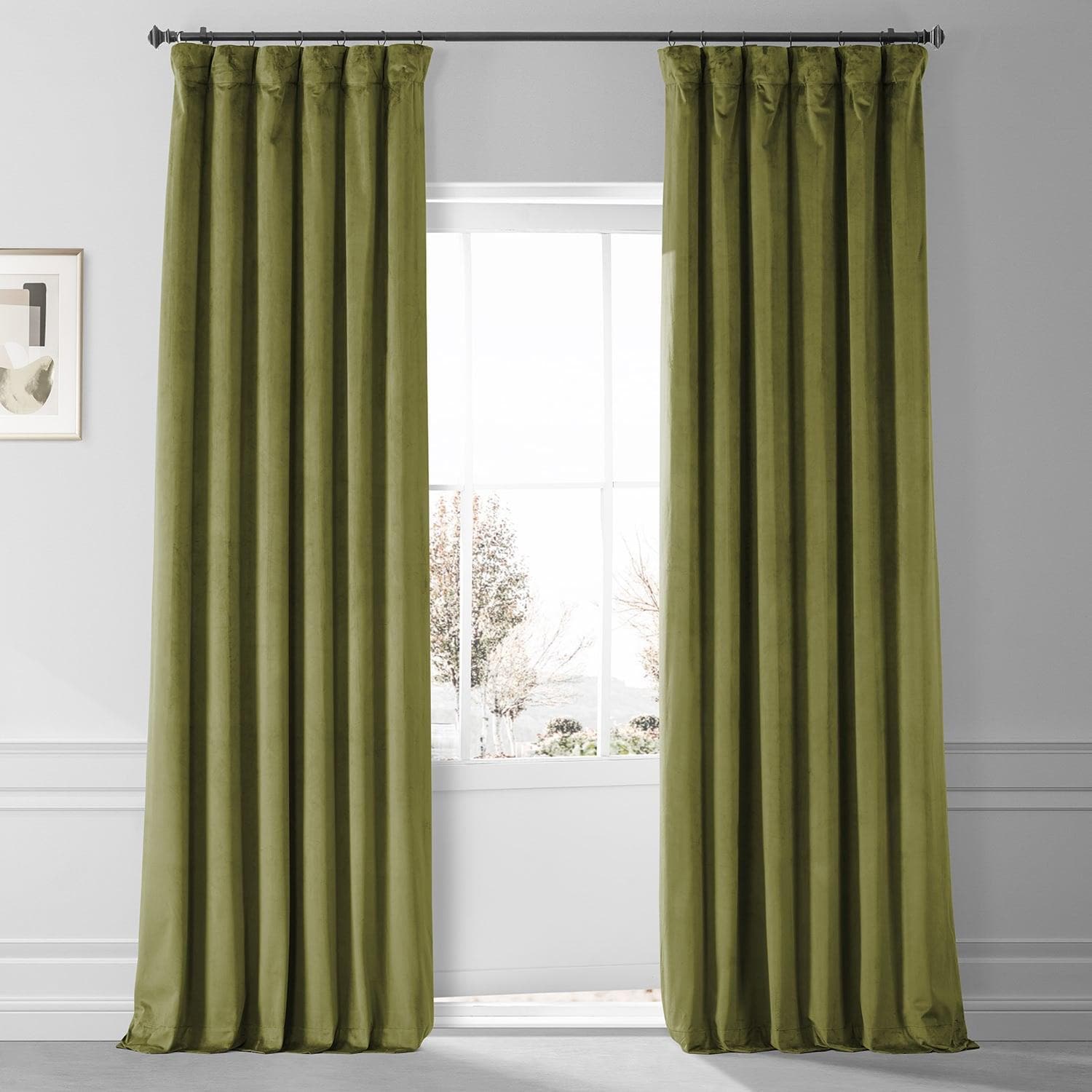 Jalapeno Green Signature Plush Velvet Blackout Curtains for Bedroom & Hotel - Thermal Insulated Noise Reducing Window Drapes for Home Decor