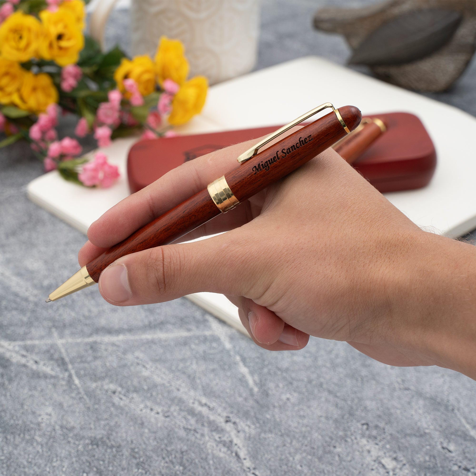 Personalized Rosewood Graduation Gift Set - Engraved Ballpoint Pen & Mechanical Pencil with Leather Case - Perfect for Doctors, Nurses, Medical Students & Healthcare Professionals - Ideal for Graduation Gifts, White Coat Ceremonies & Professional Milestones