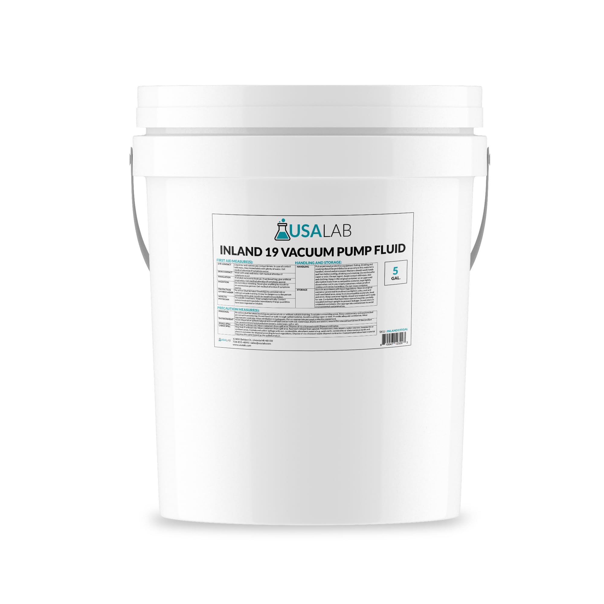Inland 19 High-Performance Vacuum Pump Oil for Edwards, Welch, Leybold, Agilent - 5 Gallons of Molecularly Distilled Oil for Long Fluid Life & Minimal Backstreaming - Ideal for Laboratory, Industrial, and HVAC Vacuum Systems
