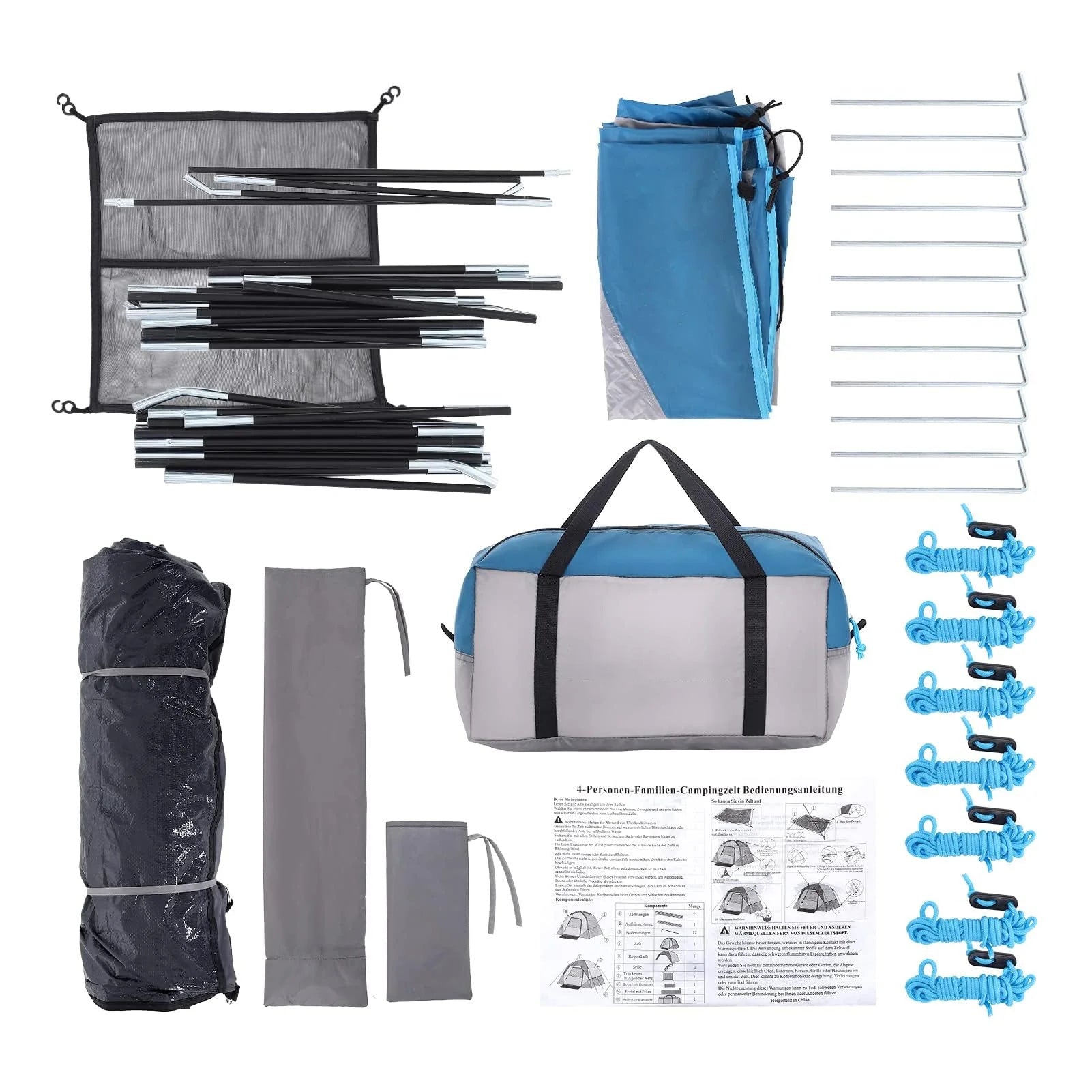 GARVEE 4-6 Person Waterproof Lightweight Camping Tent with Rainfly - Easy Setup for Hiking, Backpacking & Outdoor Adventures - Perfect for Family Camping, Beach Trips & Music Festivals - Light Blue