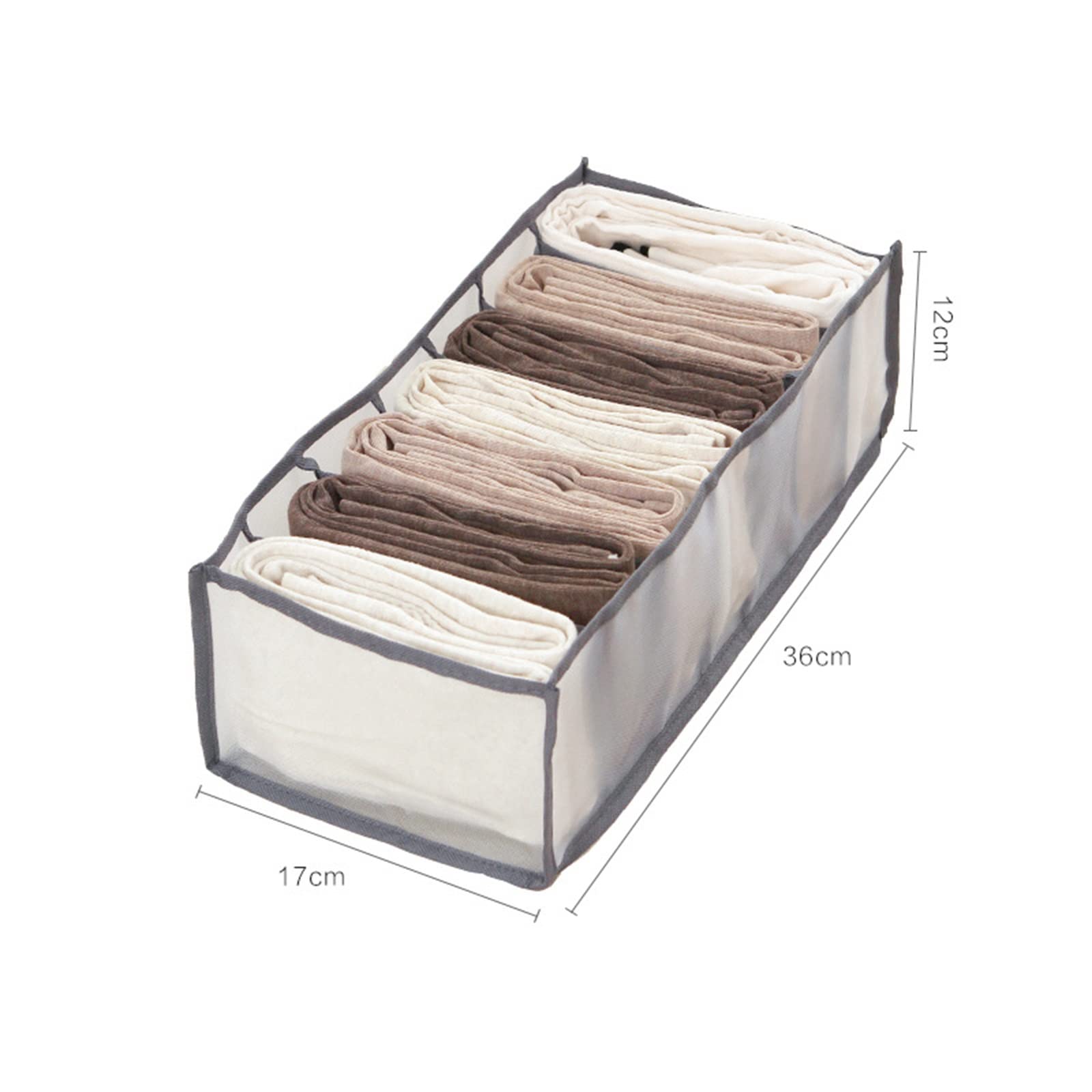 7-Grid Washable Closet Organizer for Wardrobe - Expandable to 9 & 12 Compartments (3-Pack, Grey) | Space-Saving Storage Solution for Clothes, Shoes & Accessories | Perfect for Bedroom, Dorm & Travel Organization