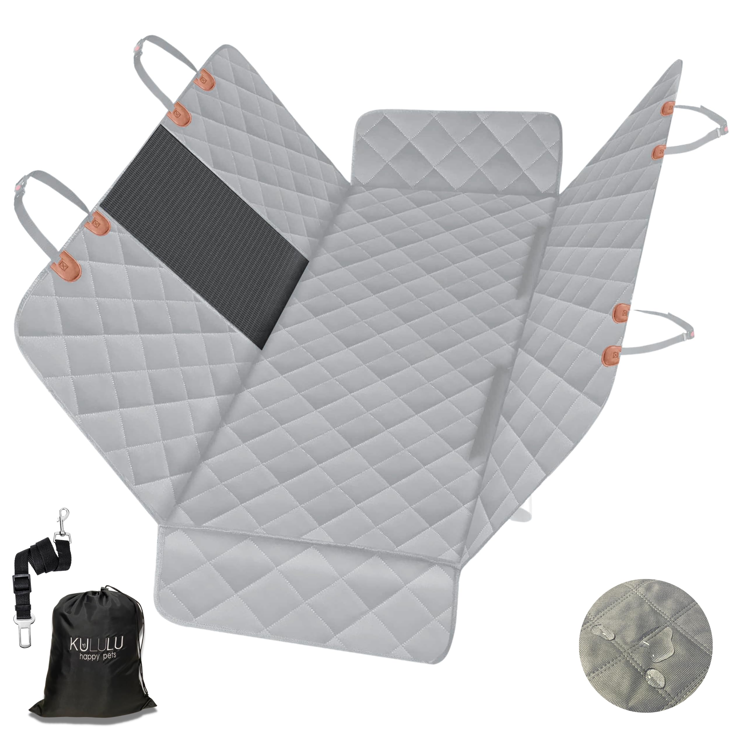 Waterproof Dog Car Seat Cover for Back Seat - Scratch-Resistant Pet Hammock with Mesh Window, Durable Truck Seat Protector for Dogs (Grey, 54