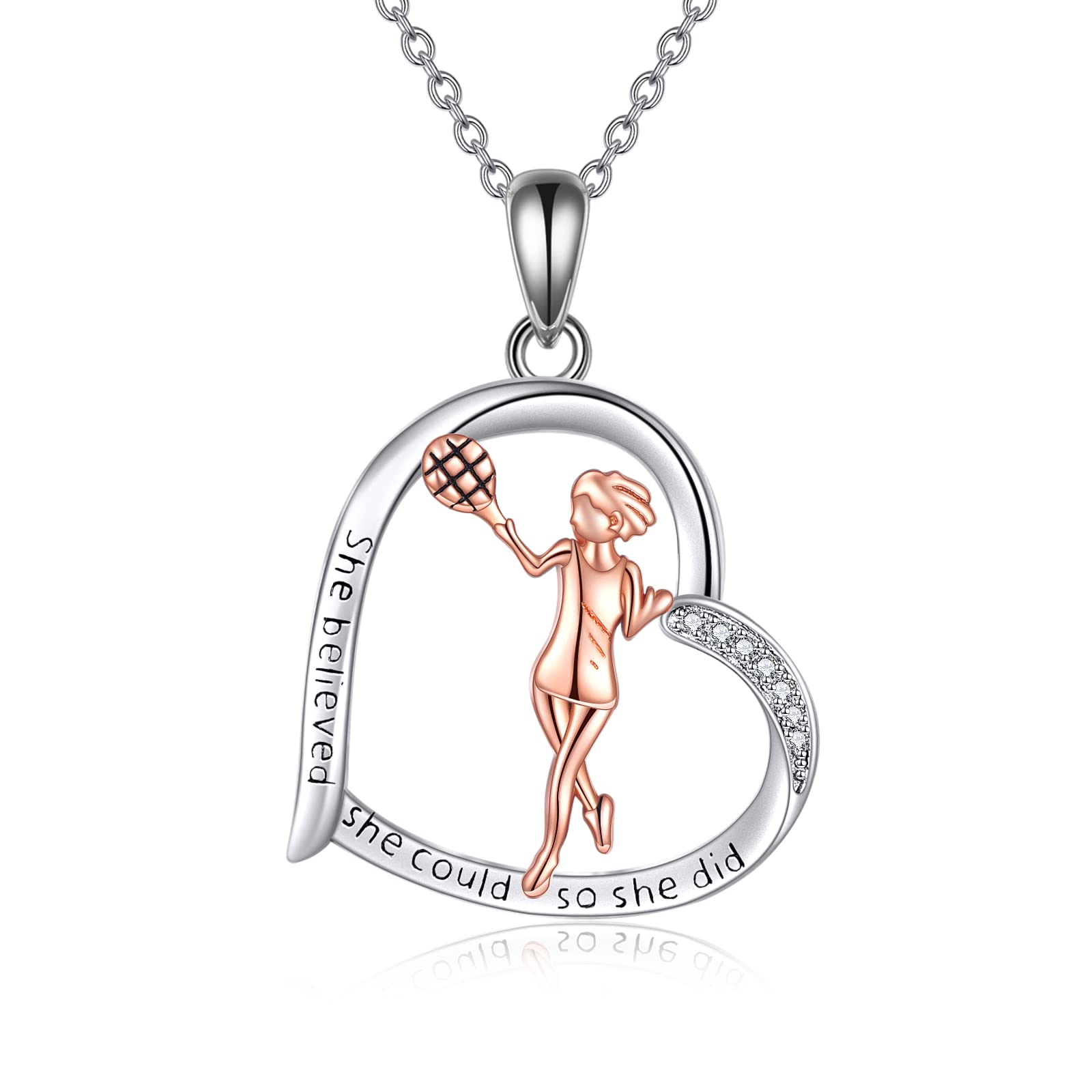 YFN Sterling Silver Tennis Racket & Ball Pendant Necklace - Elegant Tennis Jewelry Gift for Women Players - Perfect for Matches, Training & Tennis Enthusiast Appreciation
