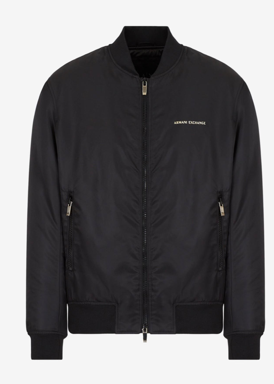ARMANI EXCHANGE Men's Black Bomber Jacket | Lightweight Casual Outerwear for Everyday Wear & Night Out