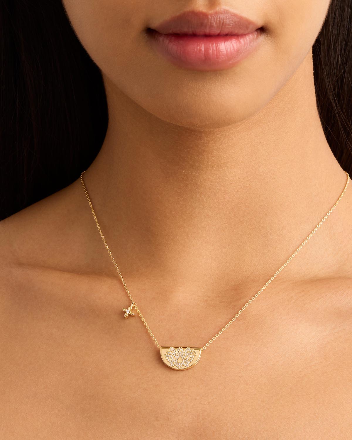 18k Gold Vermeil Live In Light Lotus Necklace - Elegant Jewelry for Women, Gift for Her, Perfect for Weddings, Parties & Special Occasions