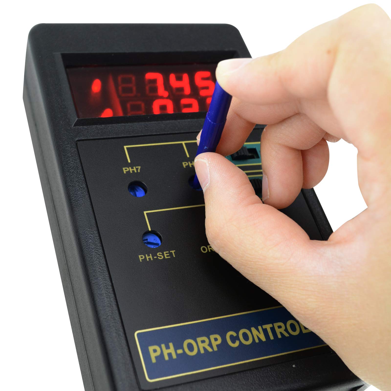 Digital pH & ORP Controller - Water Quality Monitor Tester with Replaceable BNC Electrode (0-14pH / ±1999mV) for Aquariums, Pools & Hydroponics