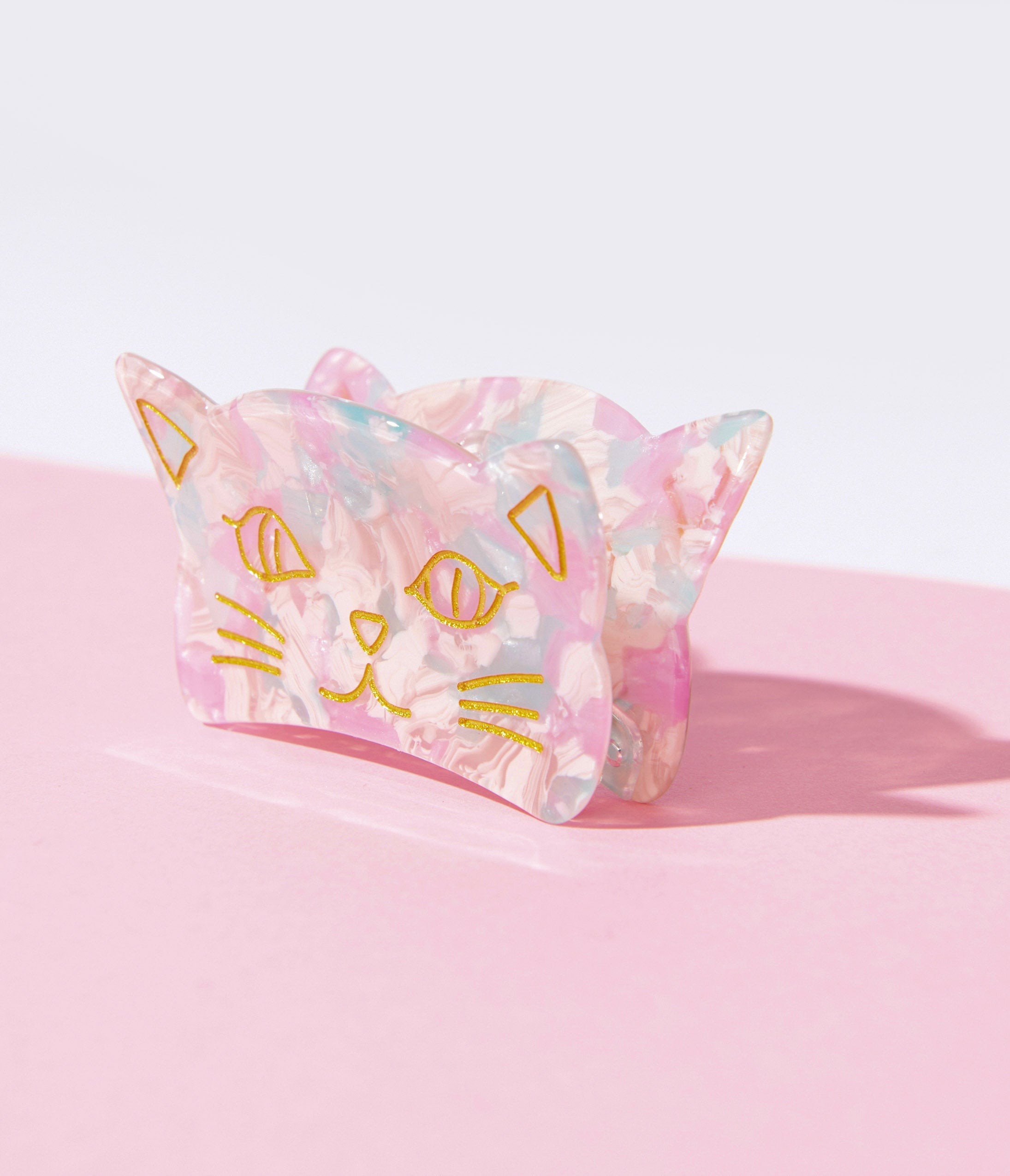 Pastel Marble & Gold Cat Hair Claw Clip - Elegant Hair Accessories for Women, Girls - Perfect for Parties, Weddings, Daily Styling